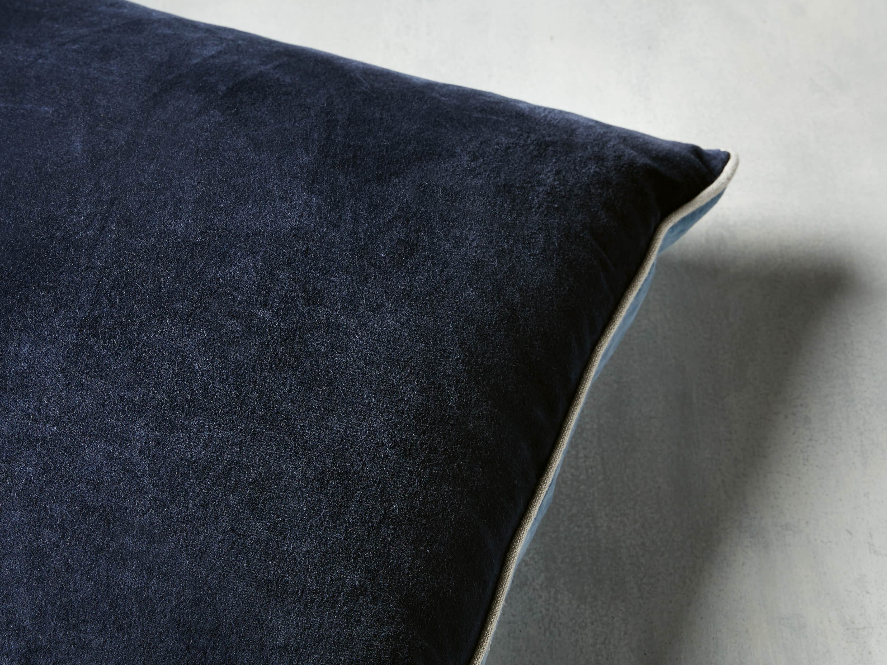 Reversible Velvet Pillow in Blue, slide 2 of 7