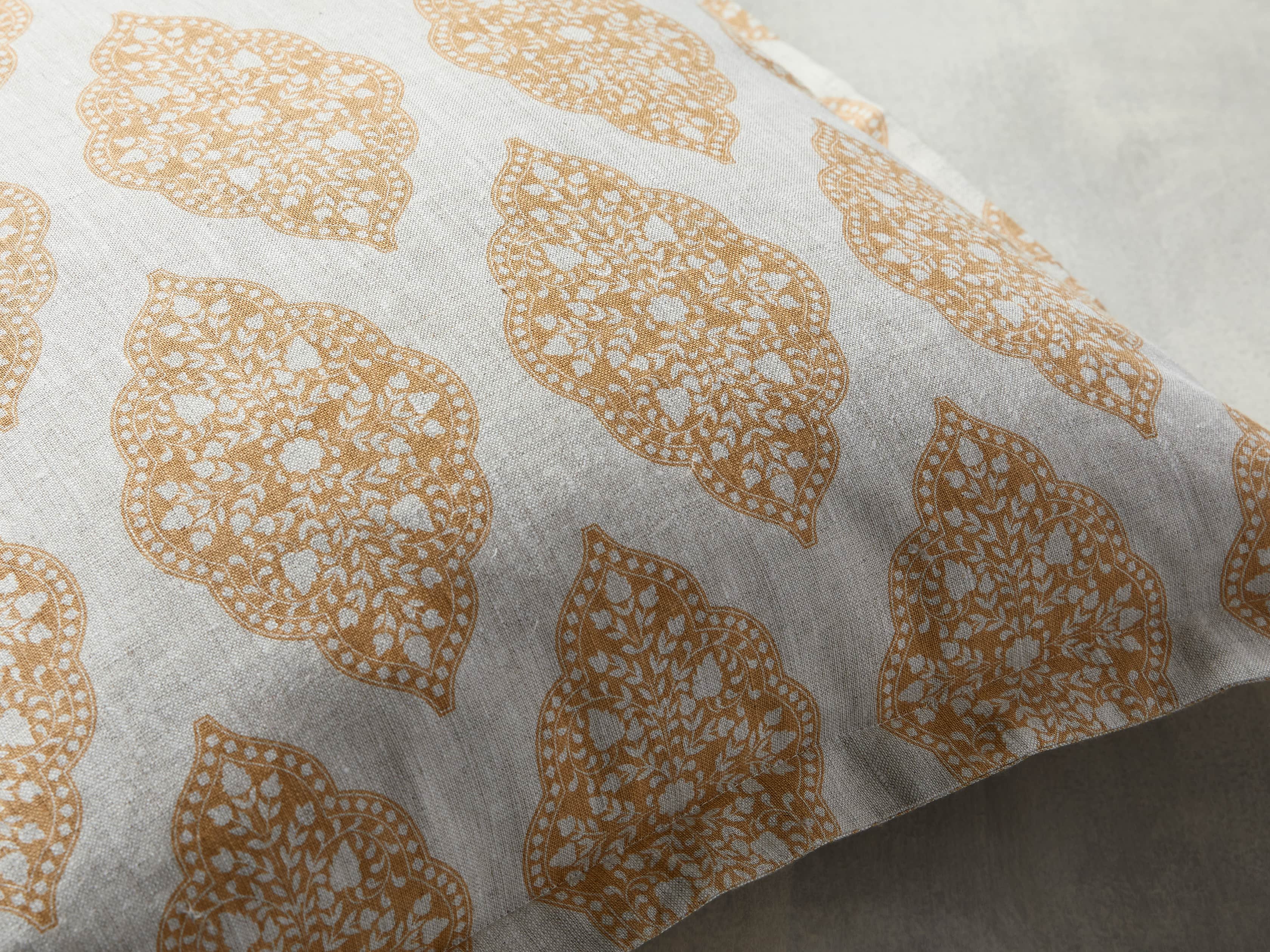 SADIE BLOCK PRINT SQUARE PILLOW COVER IN DIJON, slide 3 of 5