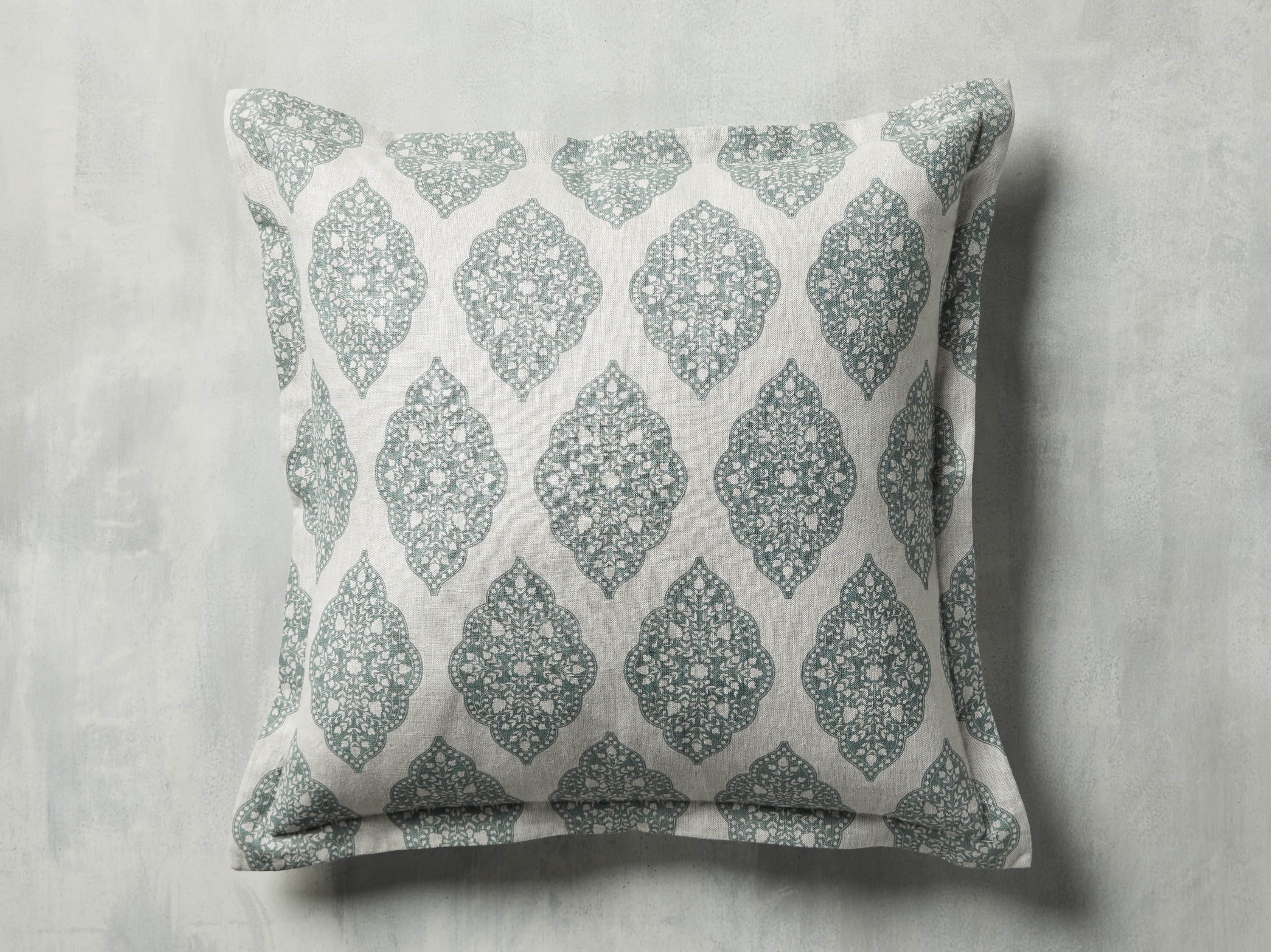 Sadie Block Print Pillow in Jade, slide 2 of 4
