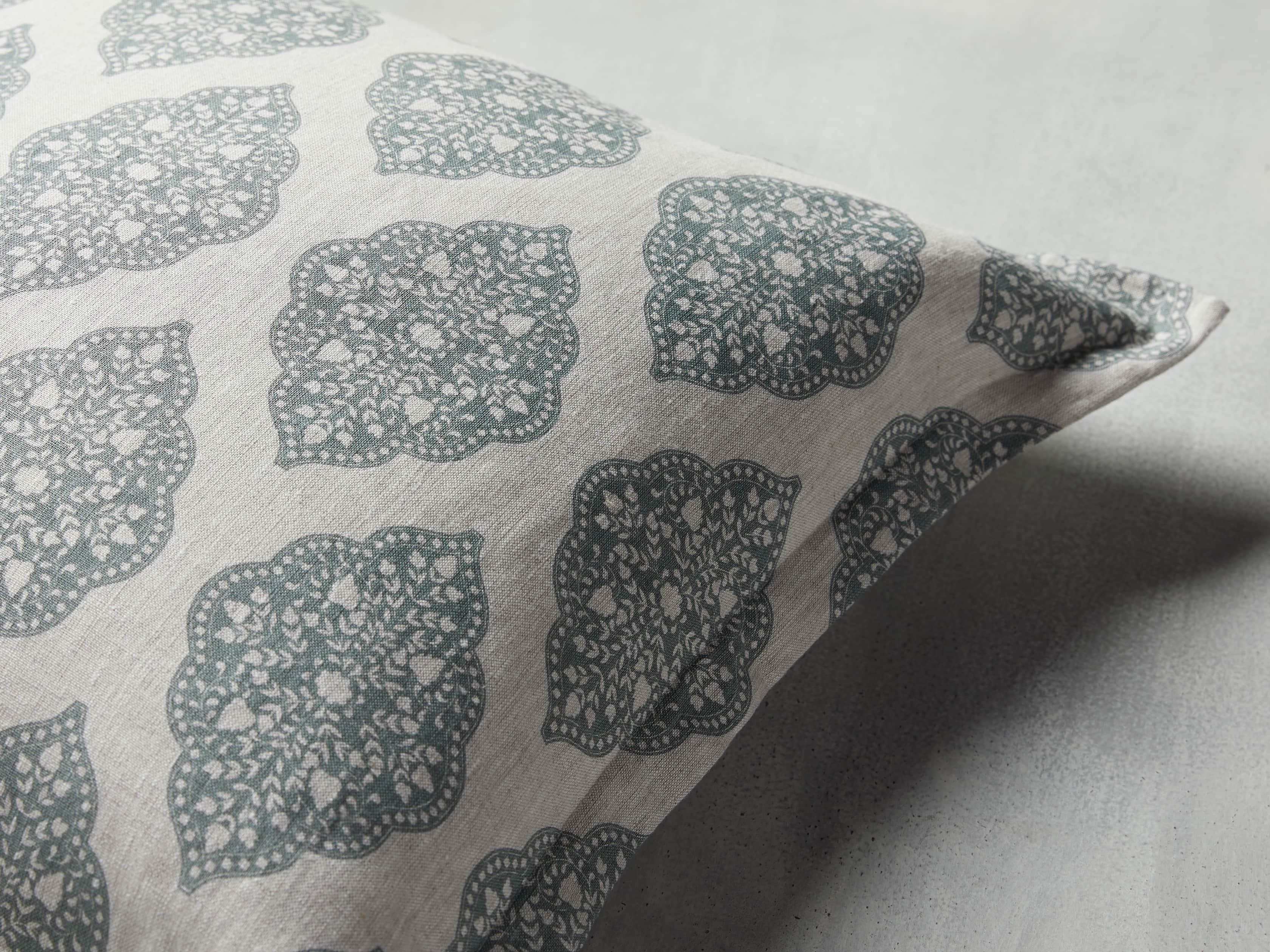 Sadie Block Print Pillow in Jade, slide 4 of 4