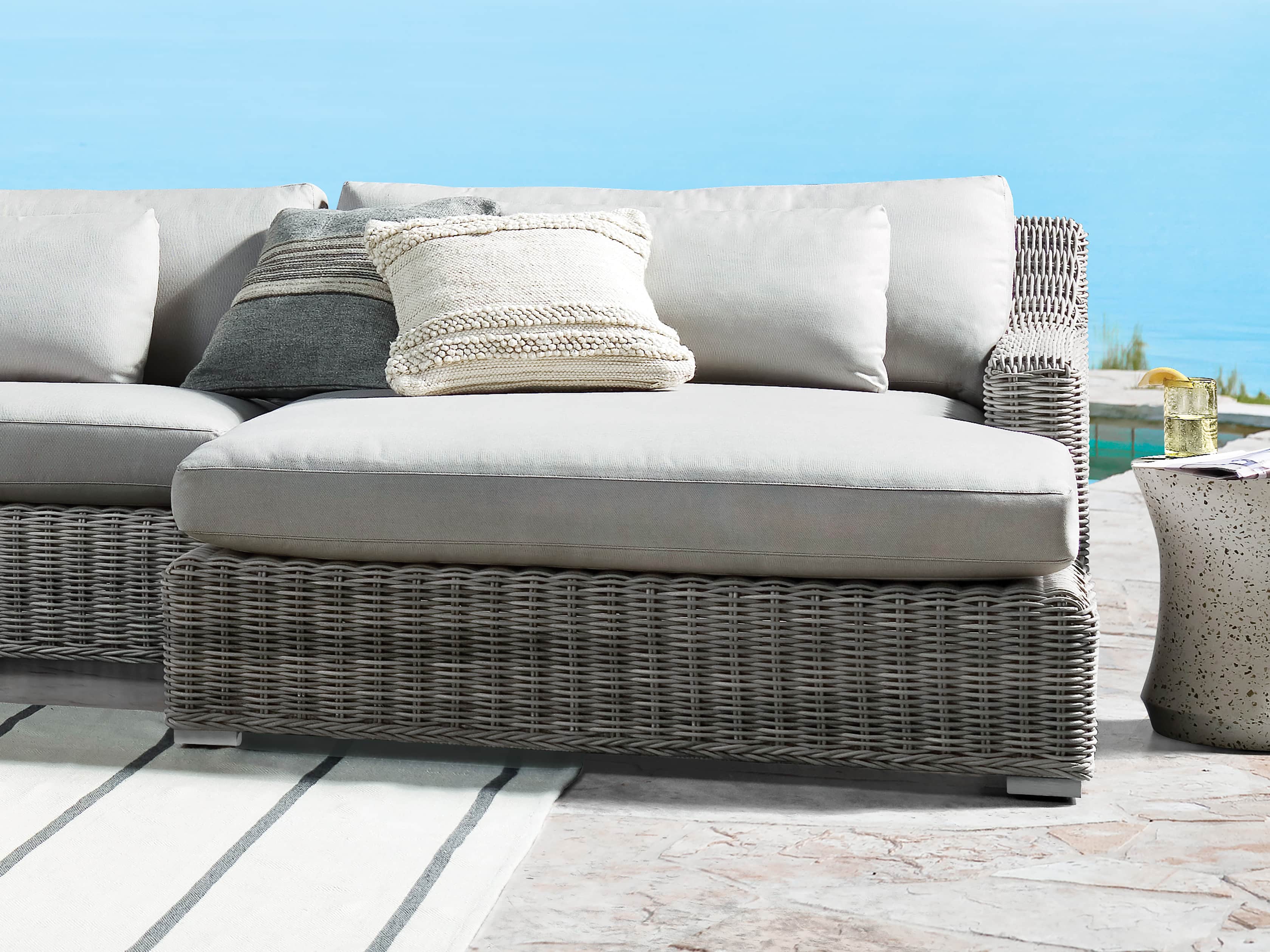 Seaside Outdoor Pillow in Ivory, slide 4 of 4