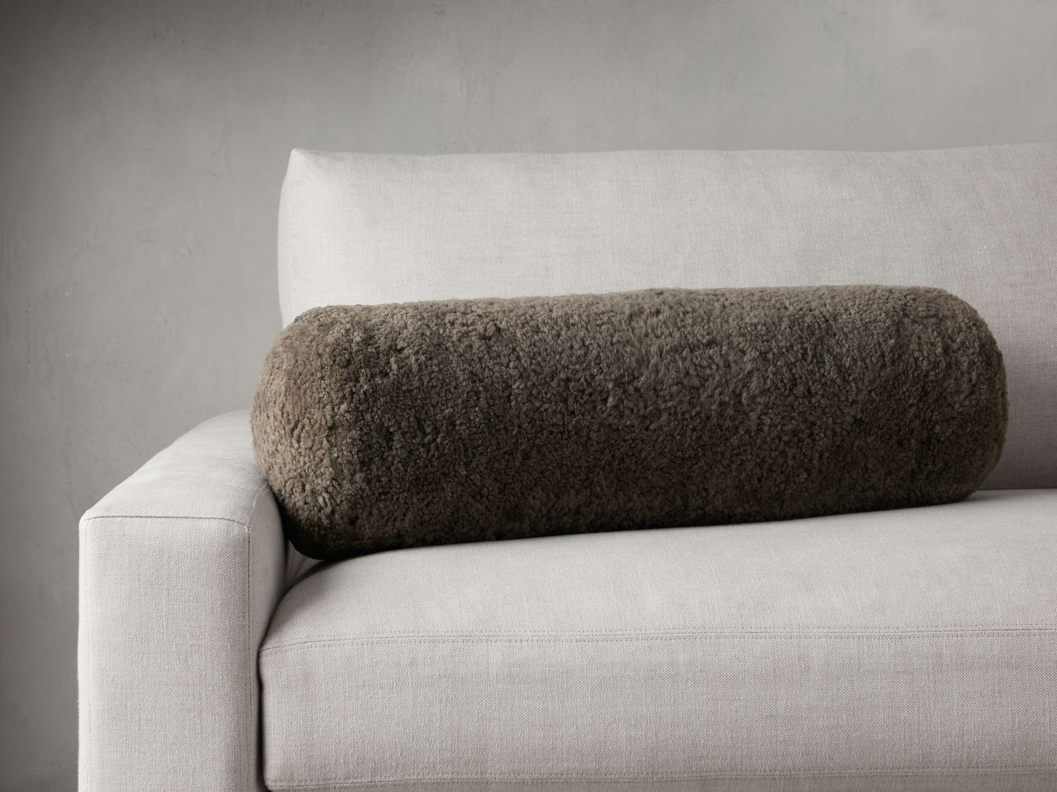 Sheepskin Bolster Pillow in Grey