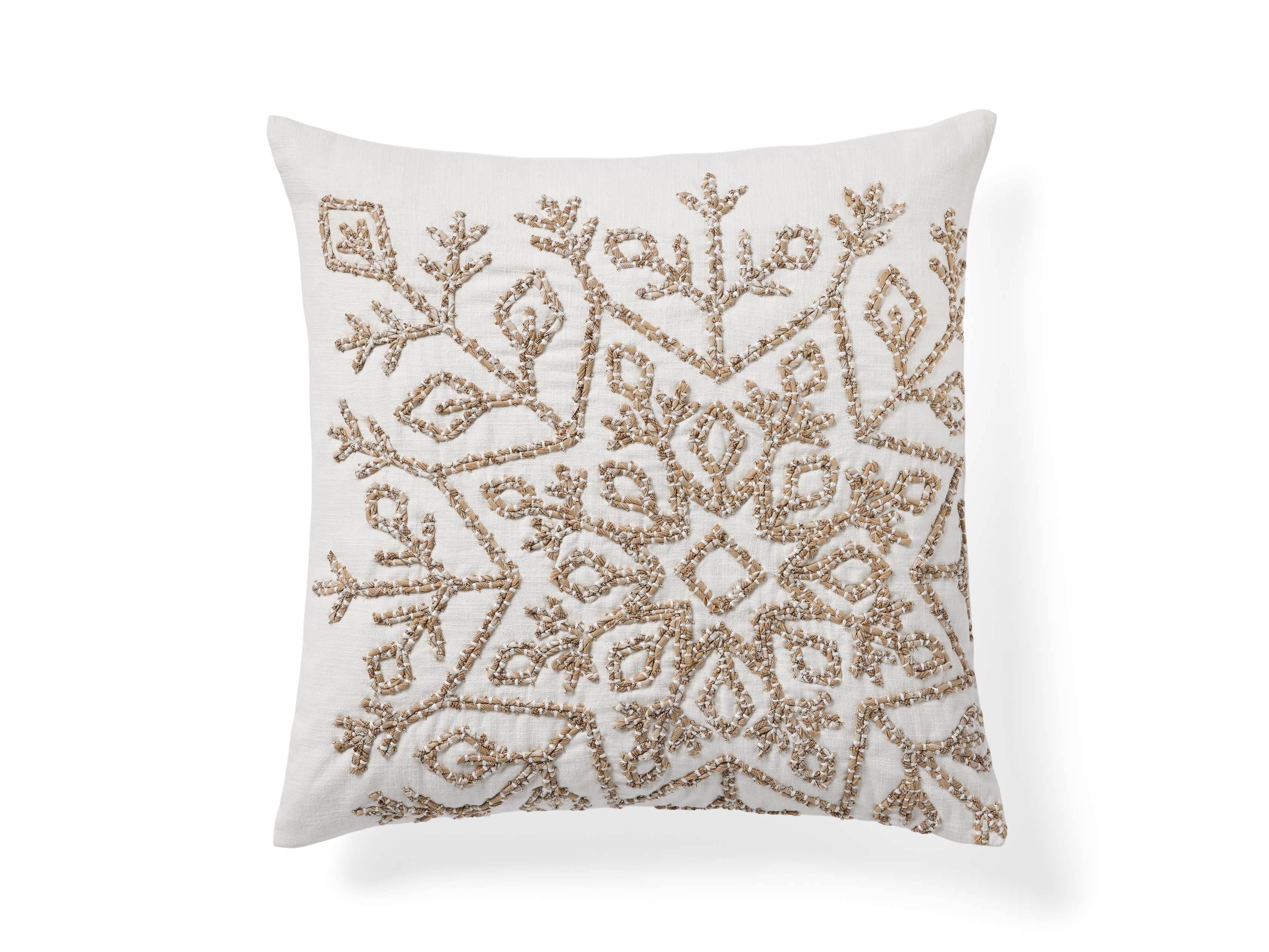 Beaded Snowflake Velvet Lumbar Throw Pillow