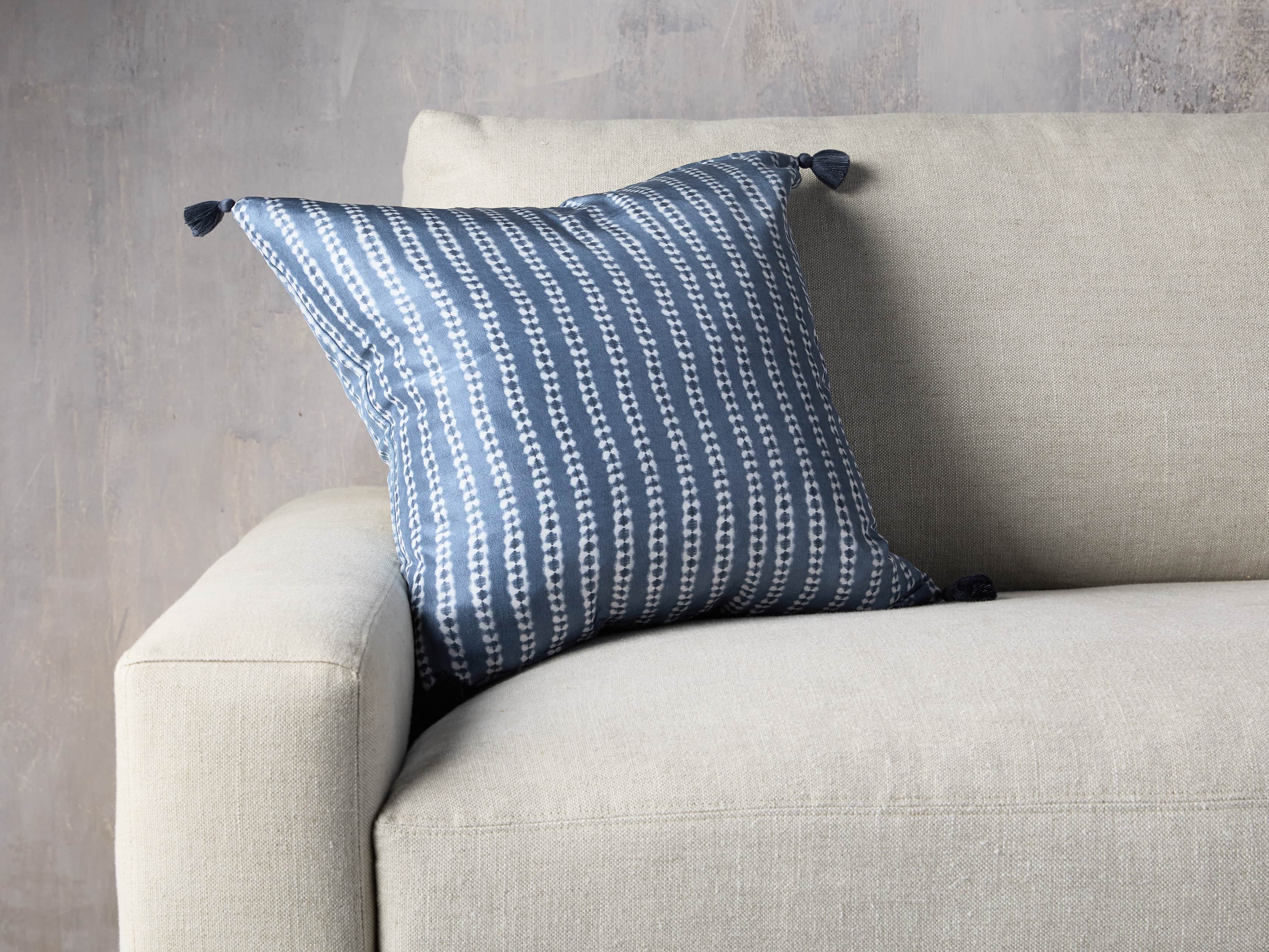 Striped Silk Shibori 20" Pillow, slide 1 of 6