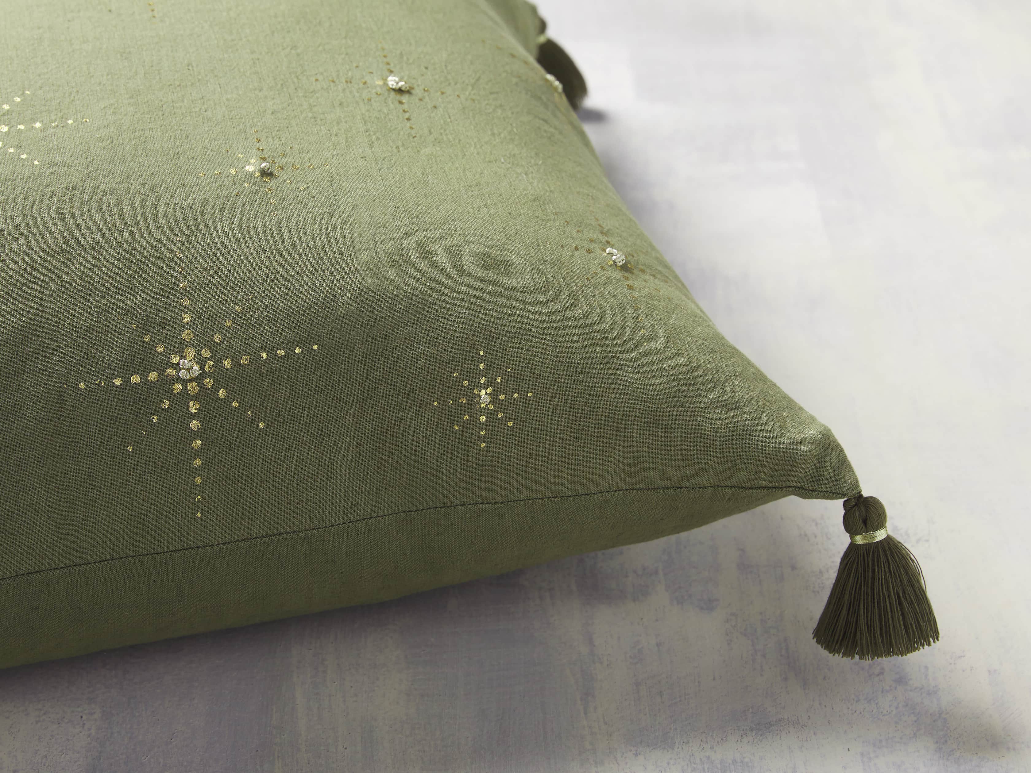 Alaia Star Pillow in Green, slide 2 of 4