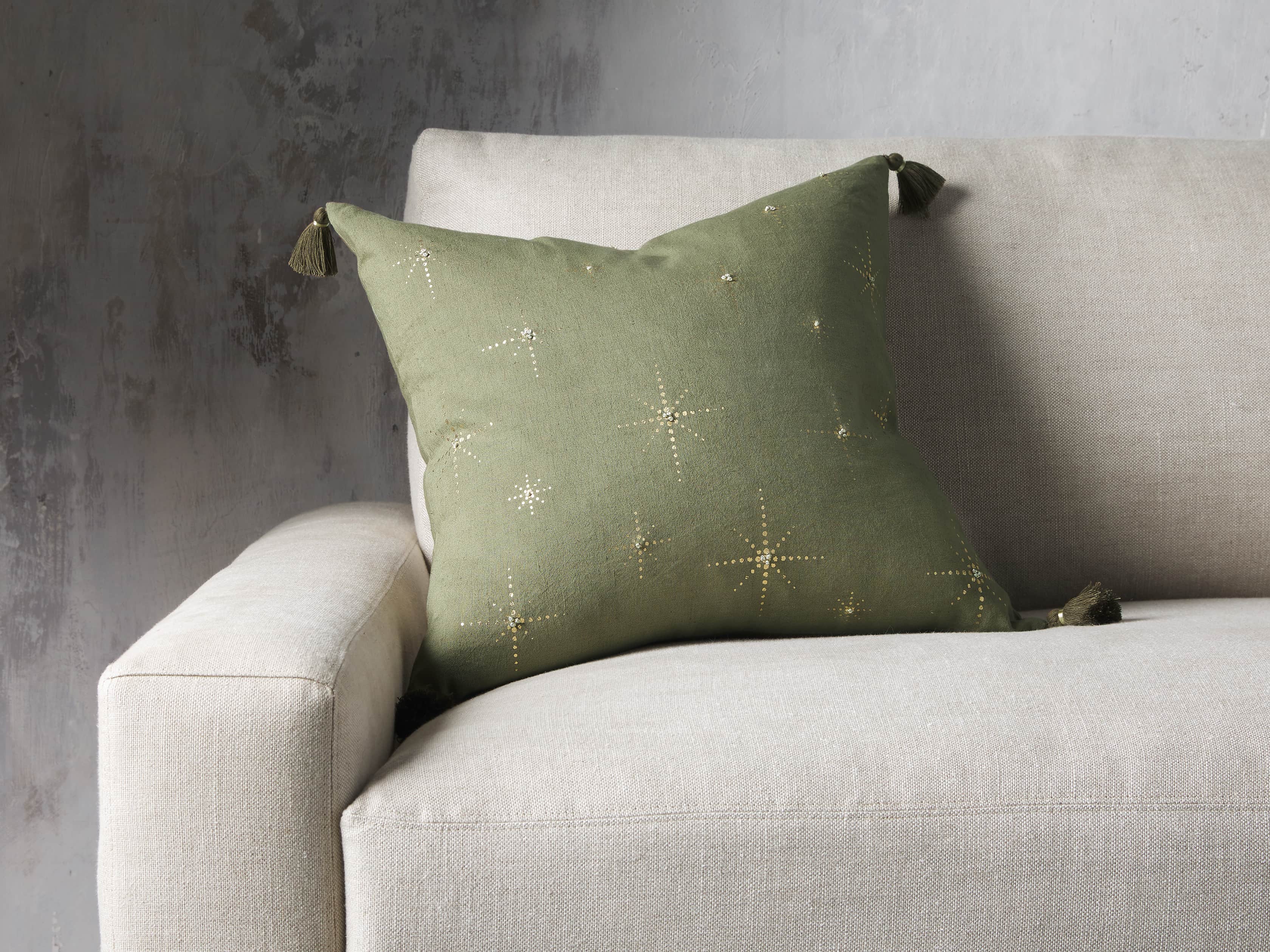 Alaia Star Pillow in Green, slide 1 of 4
