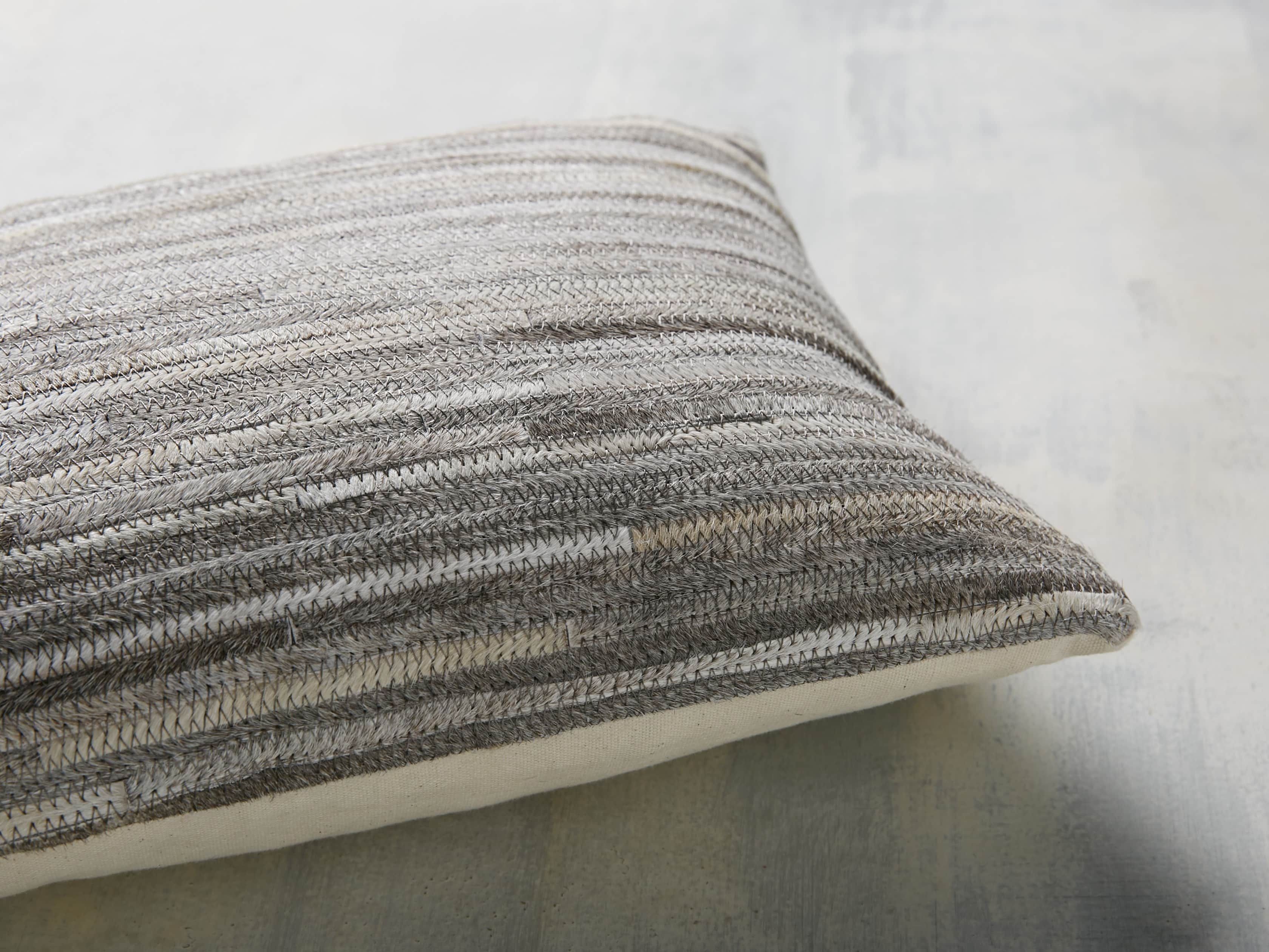 STRIPE HIDE LUMBAR PILLOW COVER IN GREY, slide 4 of 4