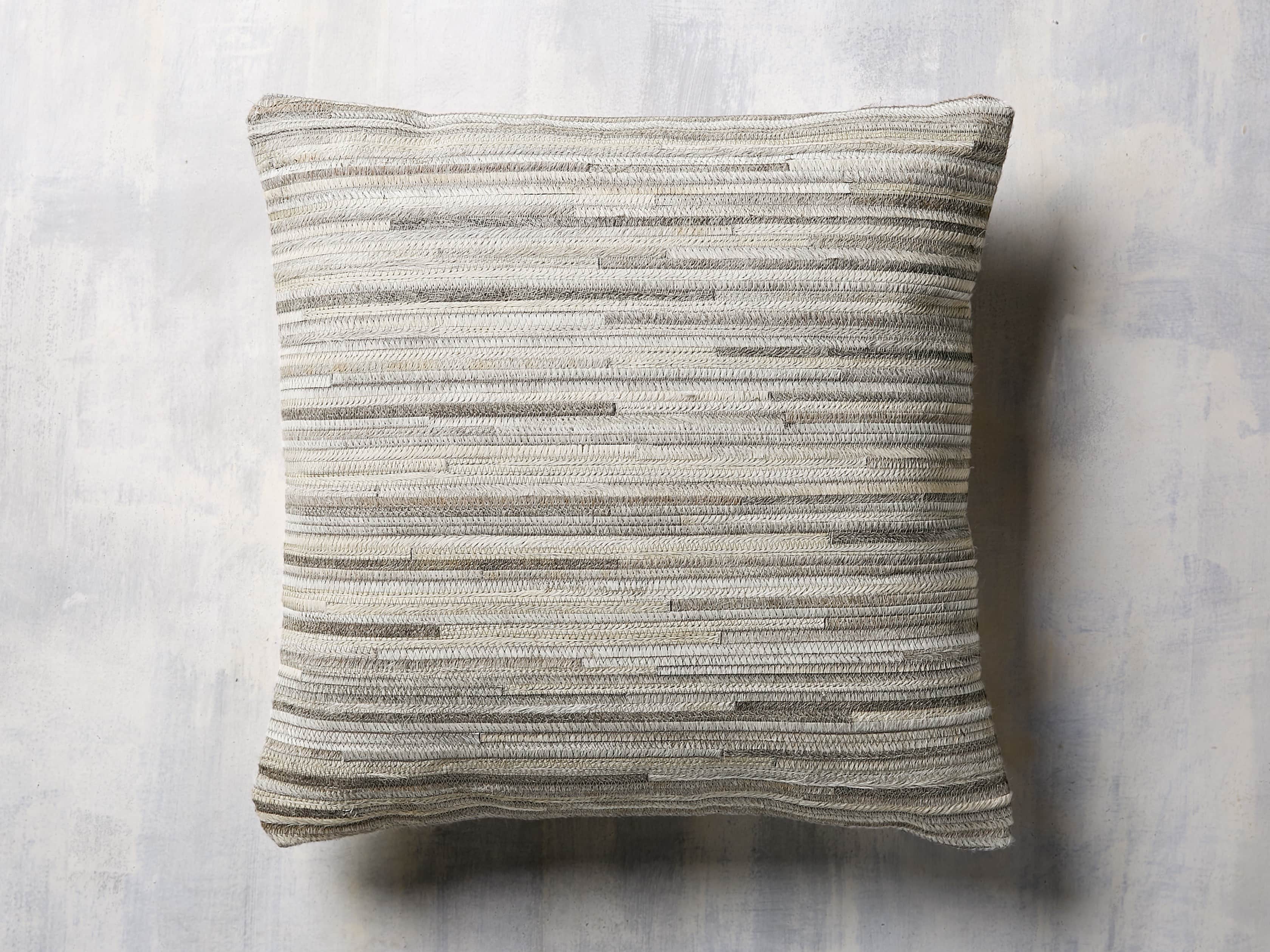 STRIPE HIDE SQUARE PILLOW COVER IN GREY, slide 1 of 4