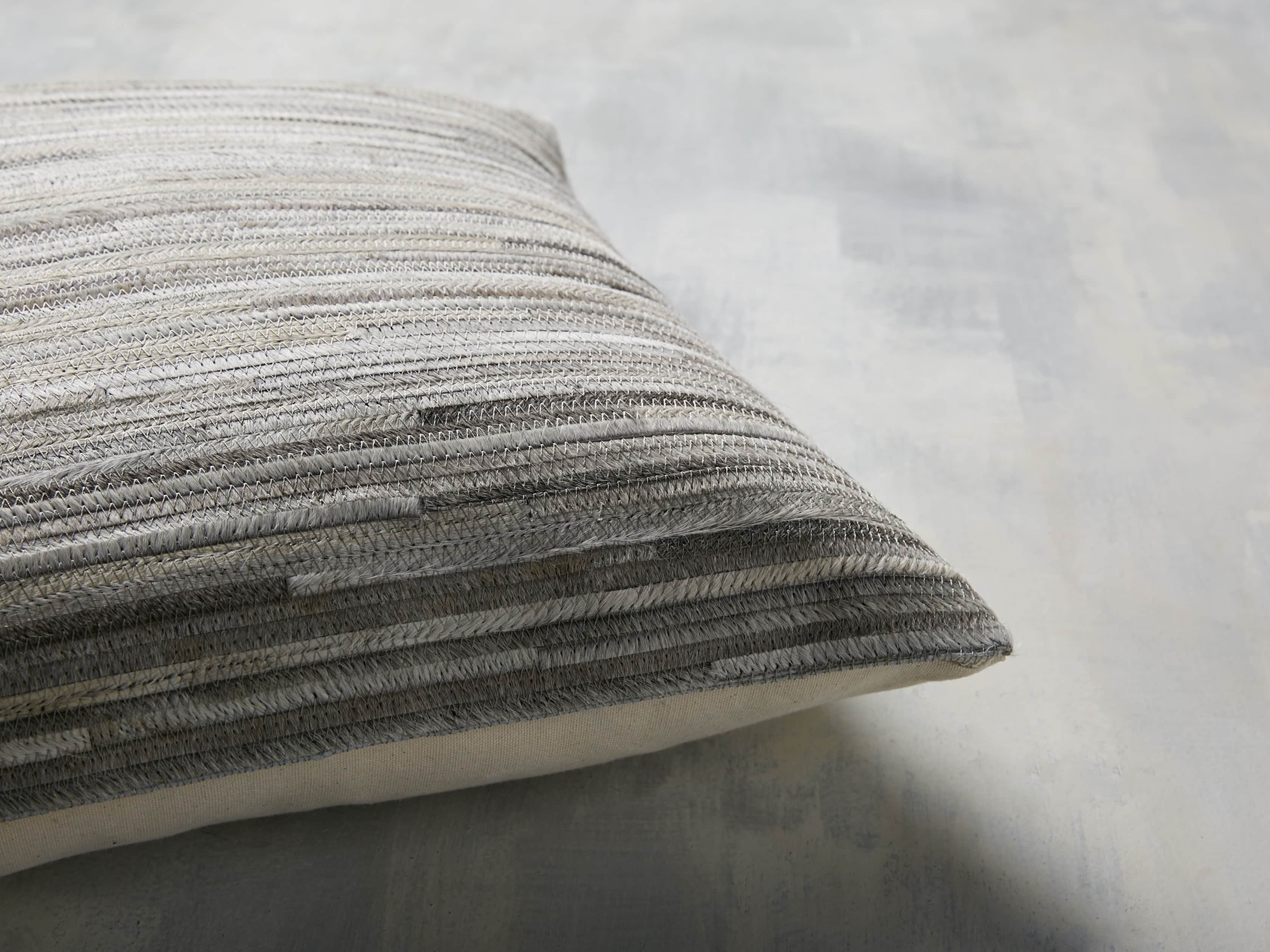 STRIPE HIDE SQUARE PILLOW COVER IN GREY, slide 4 of 4