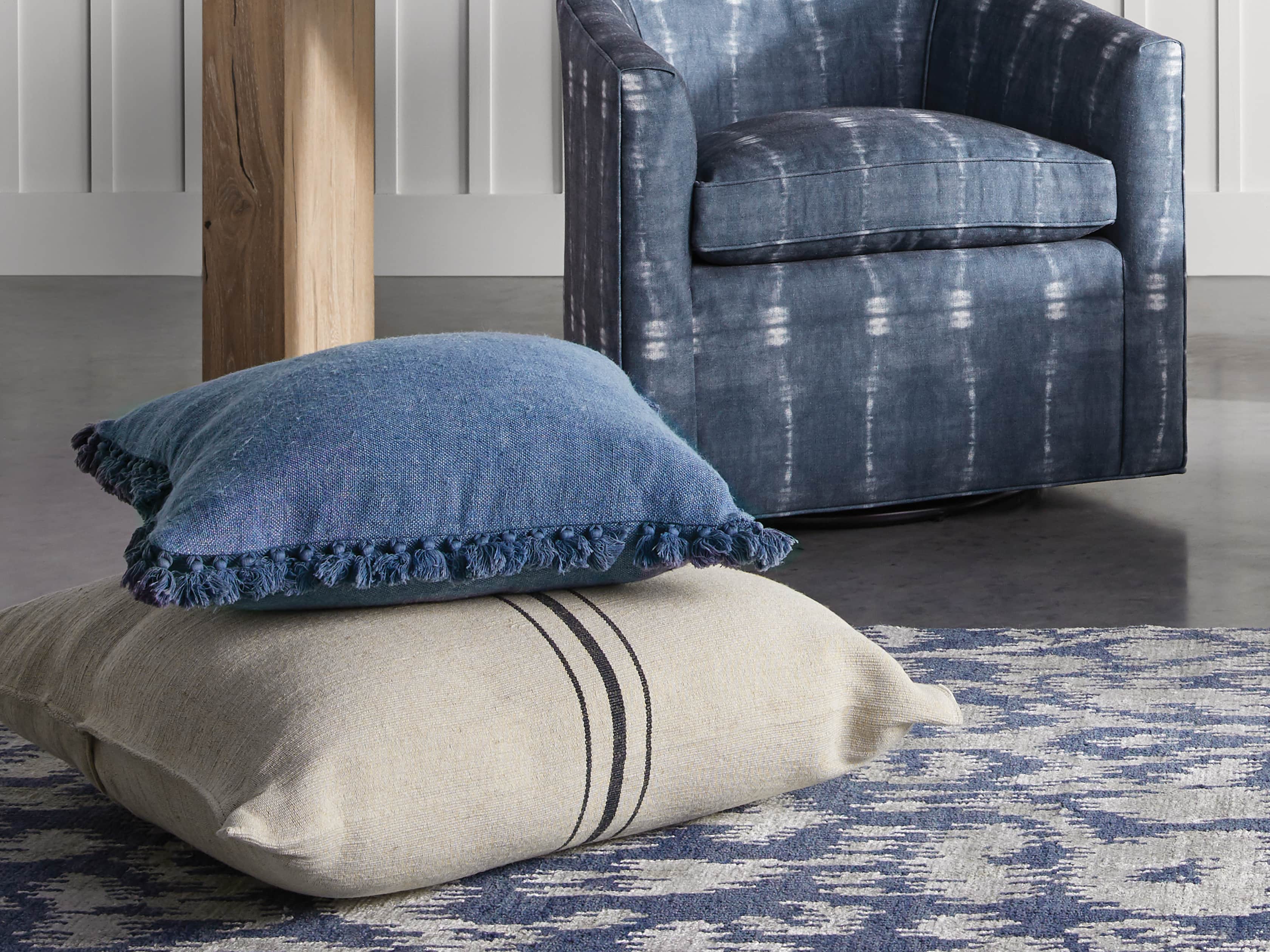 Striped shop floor pillow