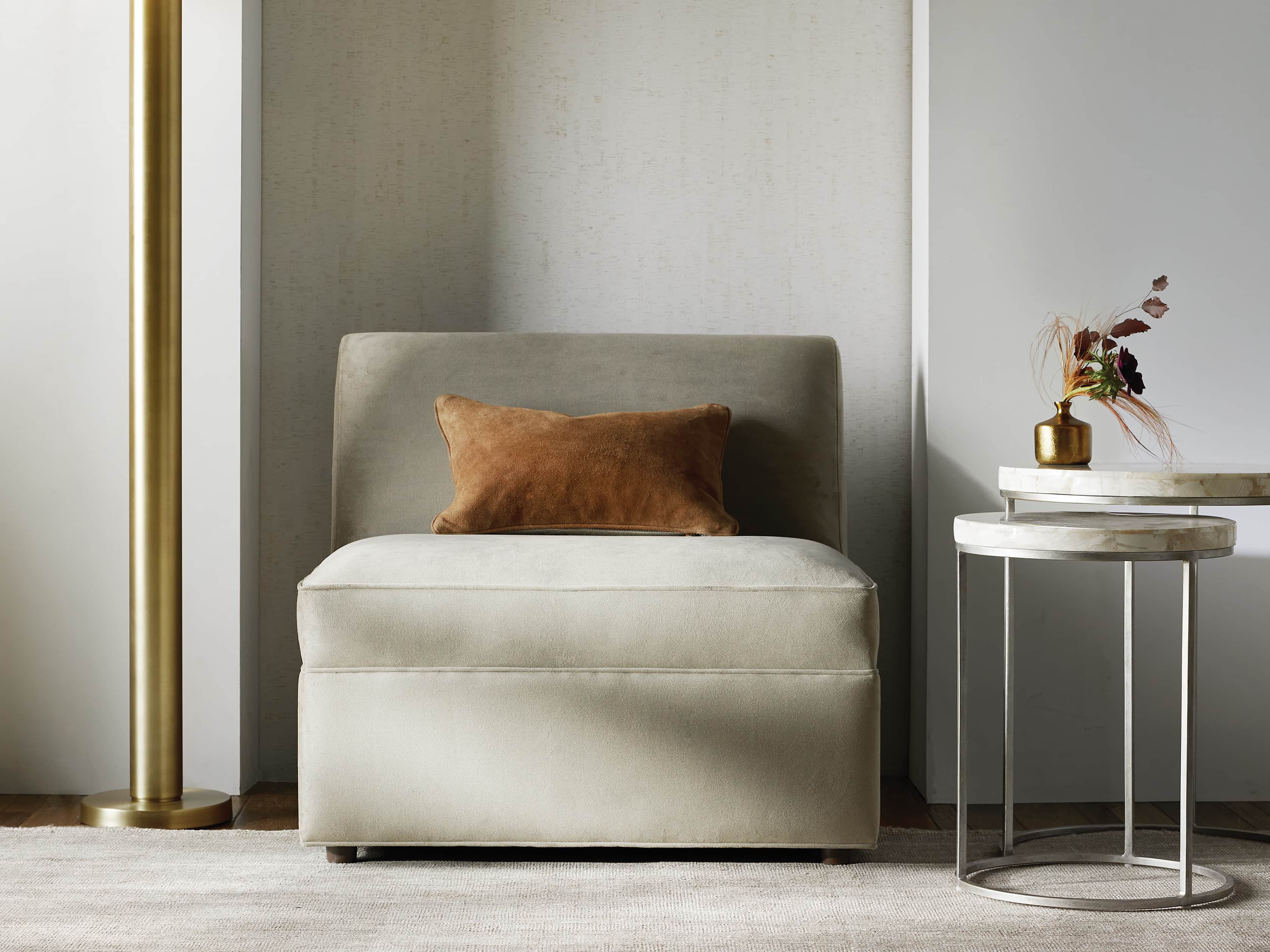 Suede Lumbar Pillow in Camel, slide 5 of 5