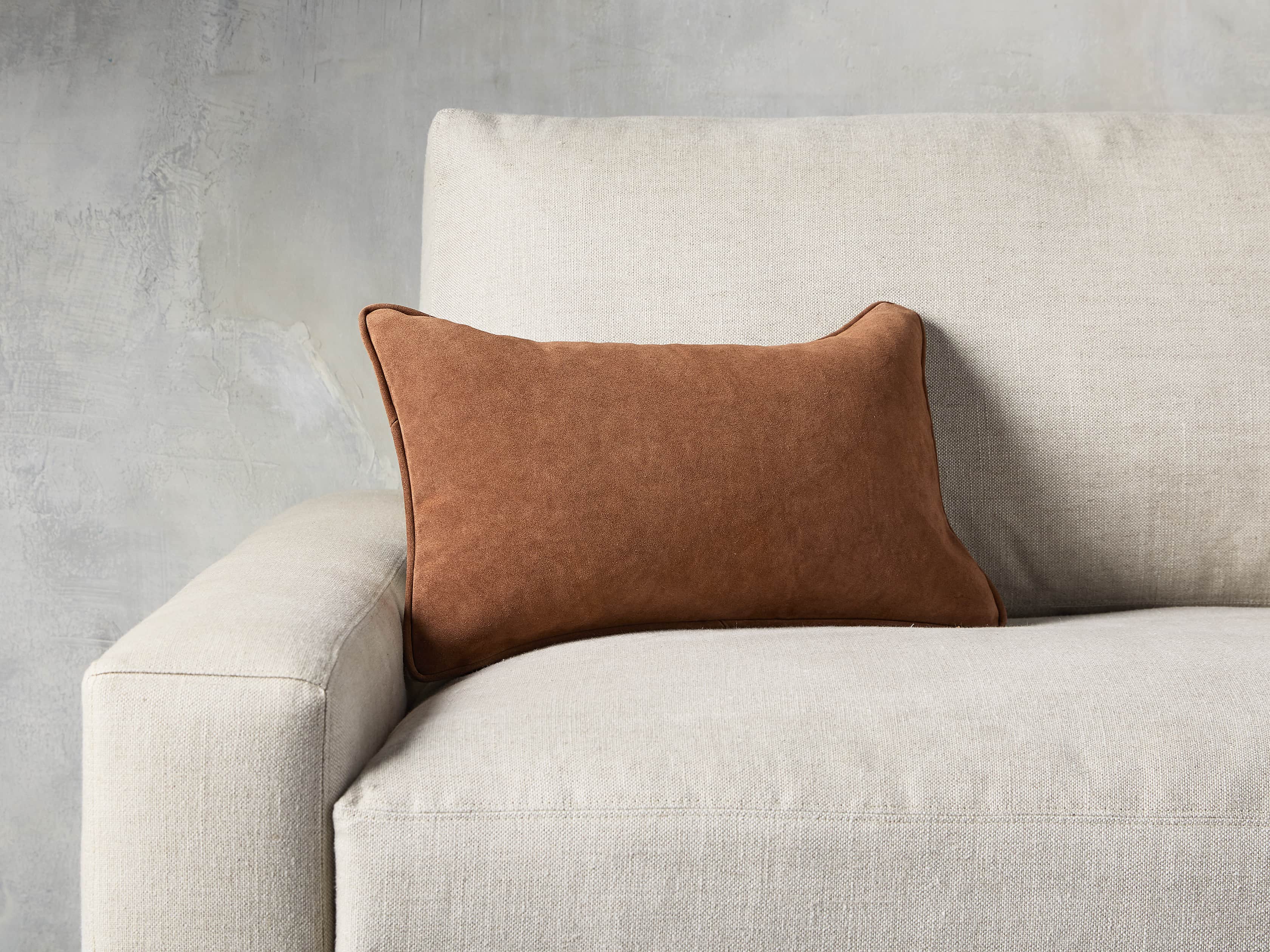 Suede Lumbar Pillow in Camel, slide 1 of 5