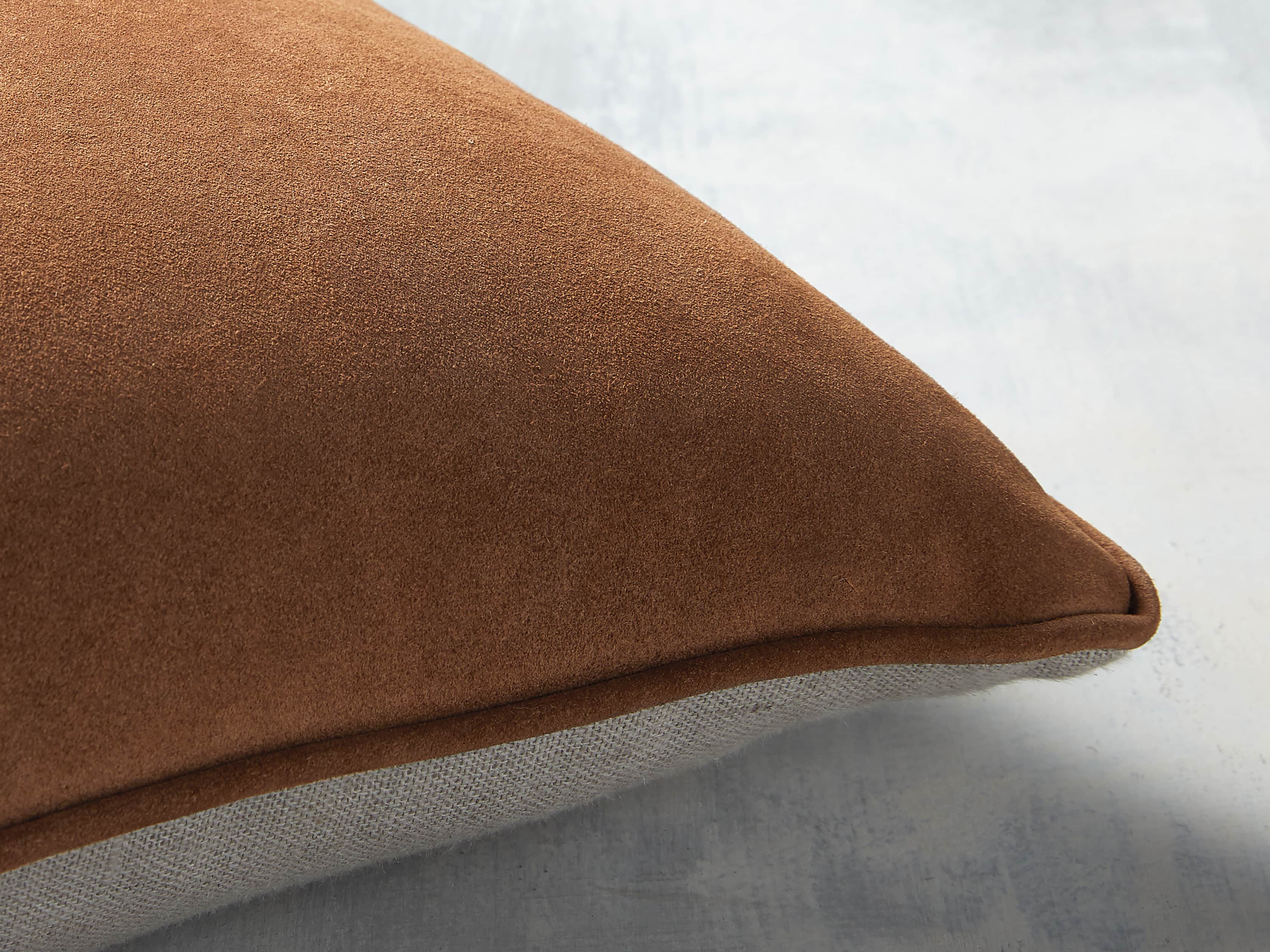 Suede Lumbar Pillow in Camel, slide 2 of 5