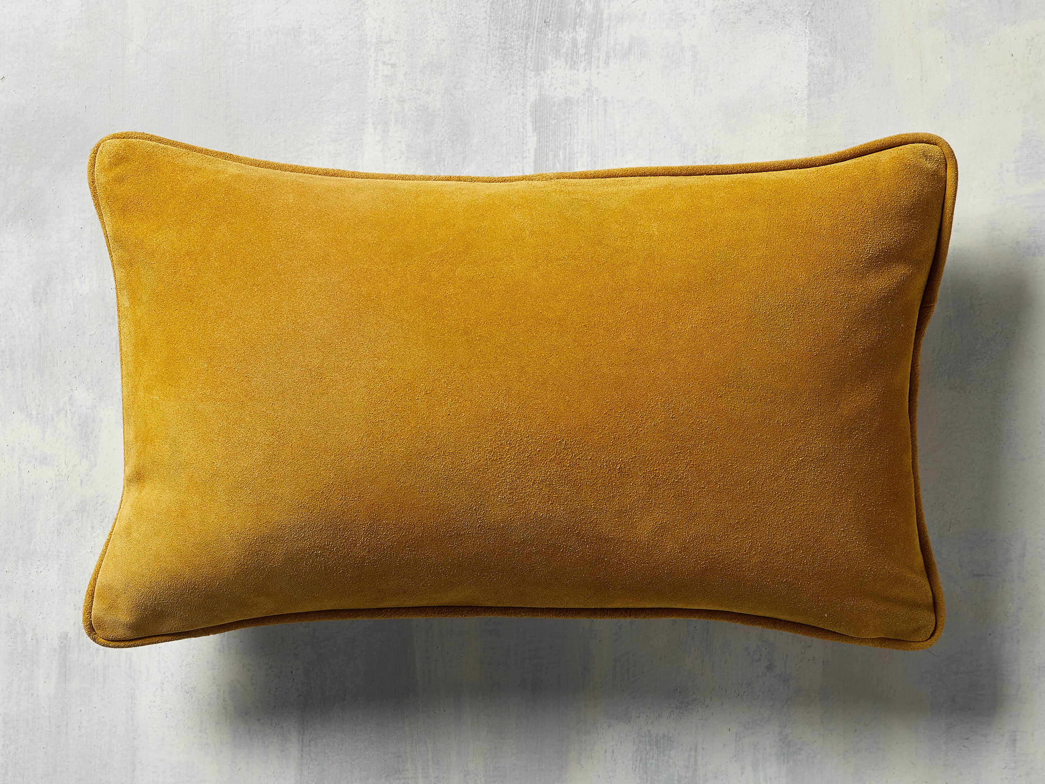 Suede Lumbar Pillow in Mustard, slide 3 of 4