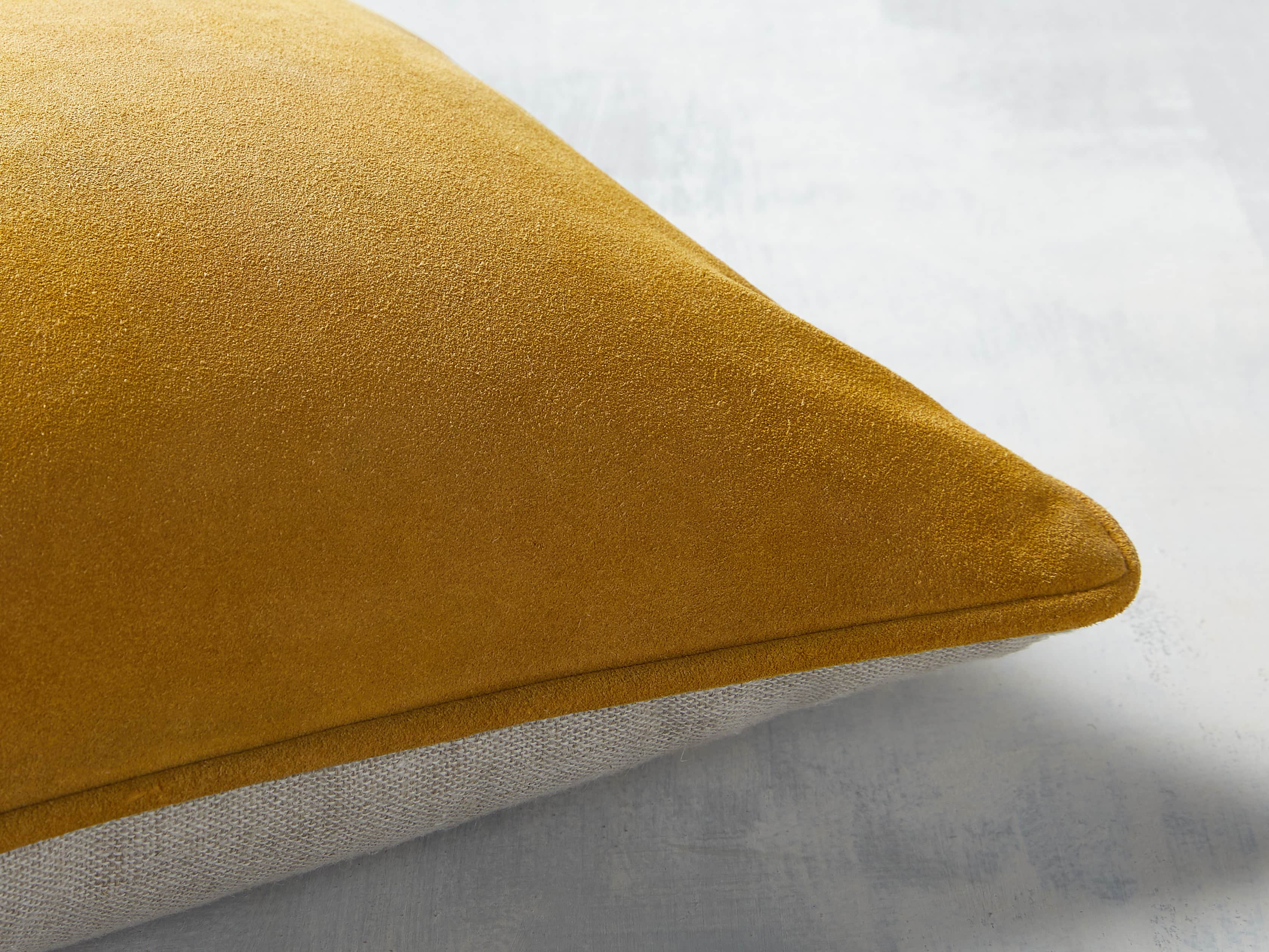 Suede Lumbar Pillow in Mustard, slide 2 of 4