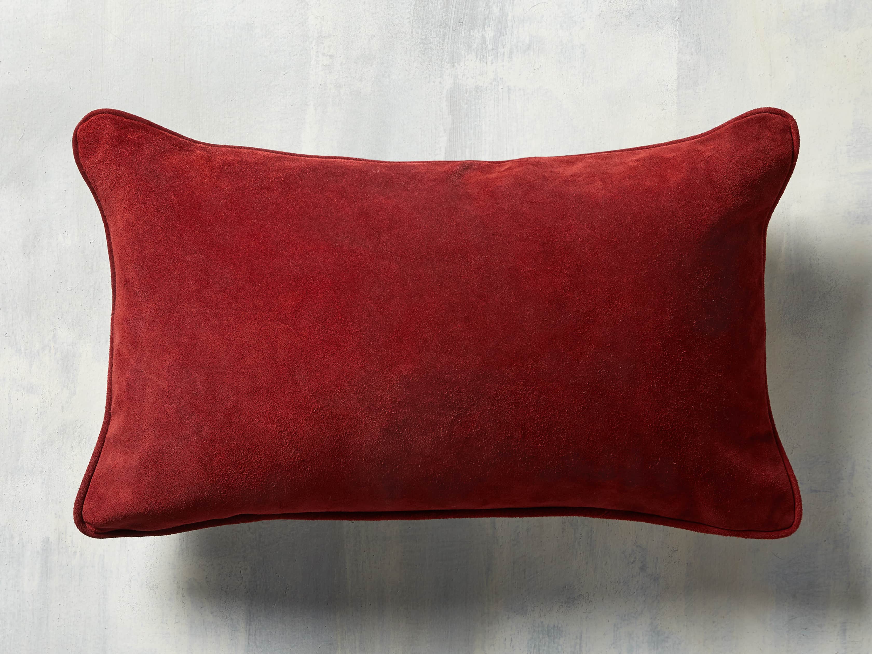 Suede Lumbar Pillow in Red, slide 3 of 4