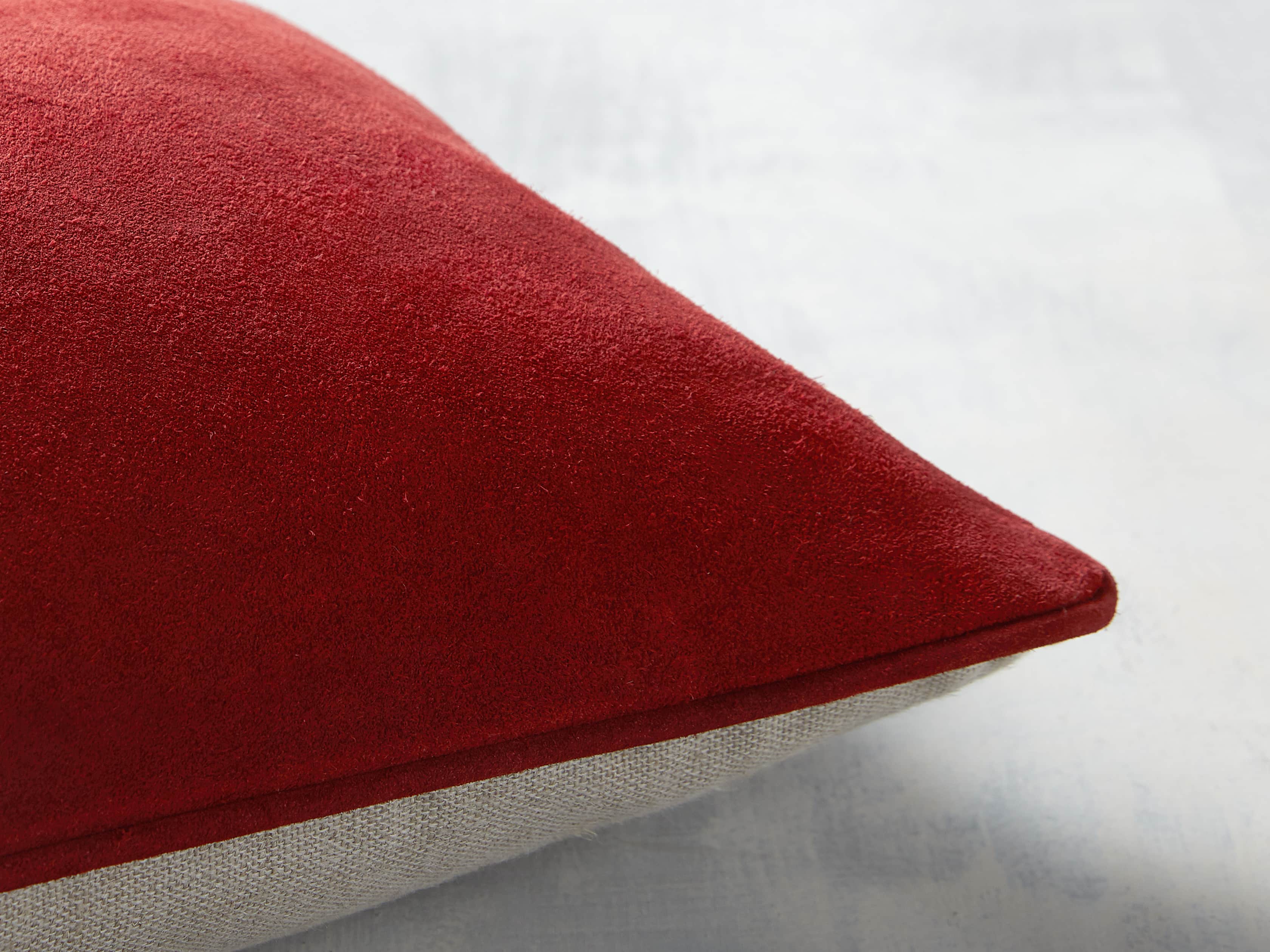 Suede Lumbar Pillow in Red, slide 2 of 4