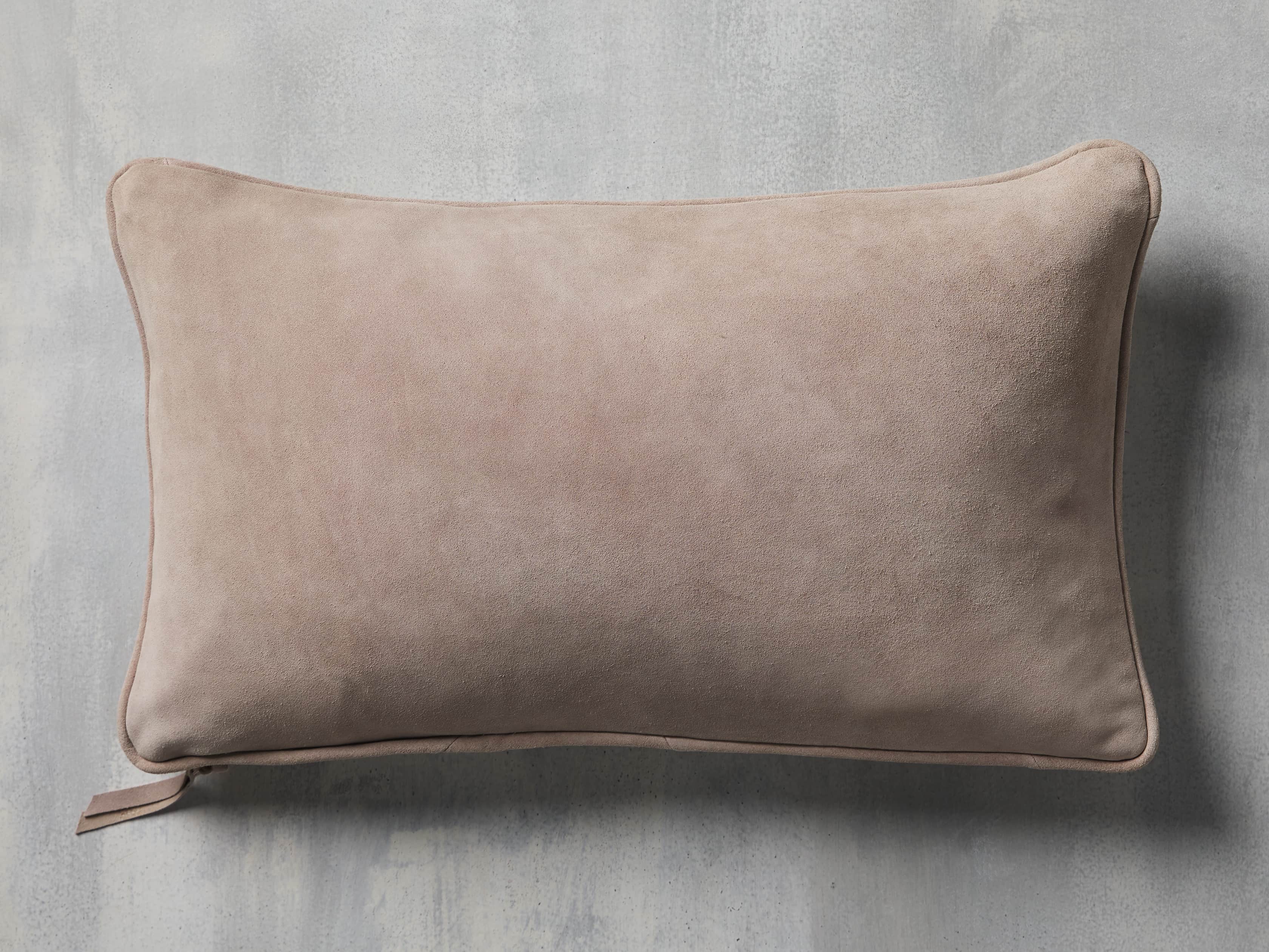 SUEDE LUMBAR PILLOW IN MISTY ROSE, slide 3 of 7