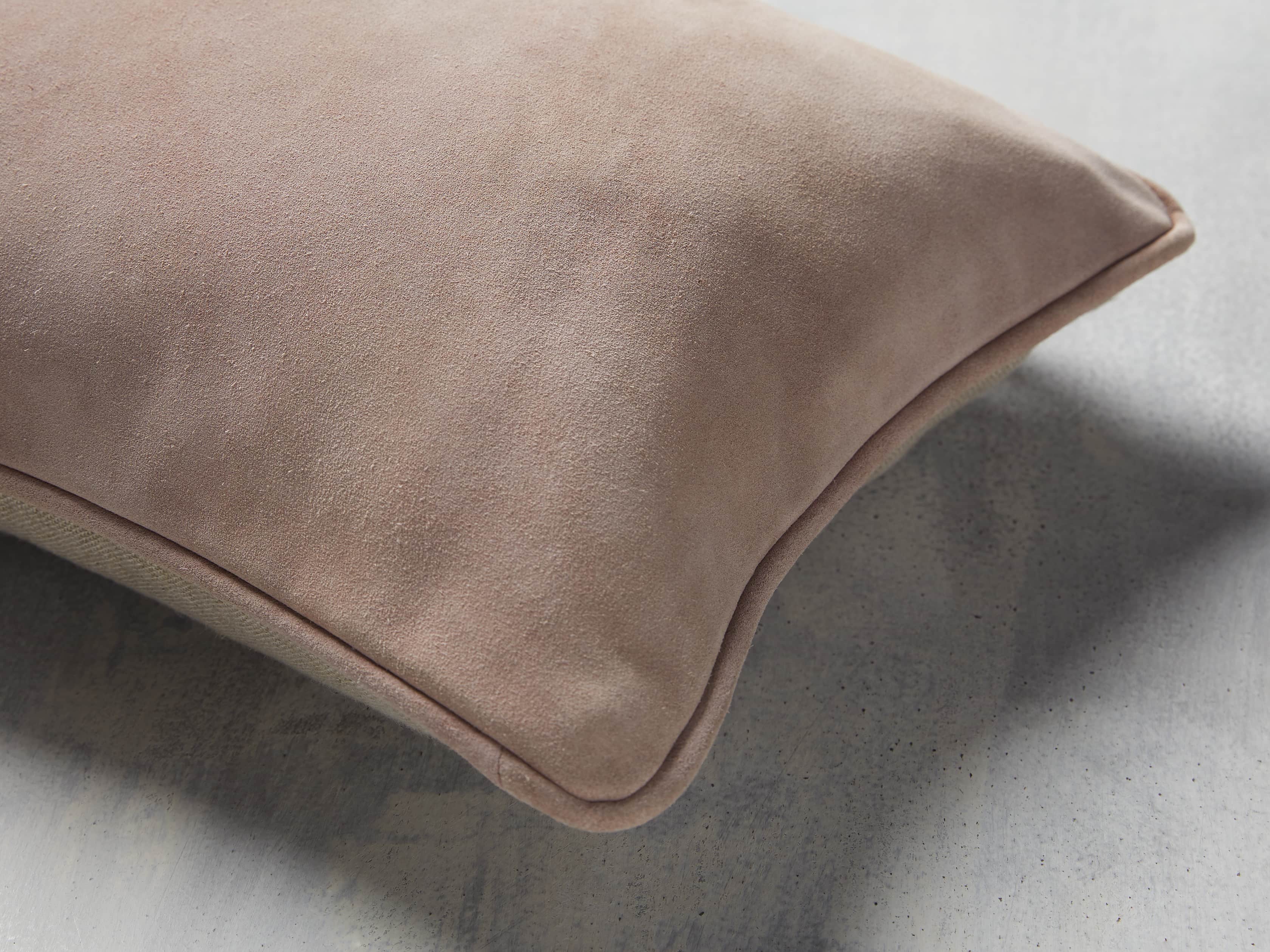 SUEDE LUMBAR PILLOW IN MISTY ROSE, slide 2 of 7