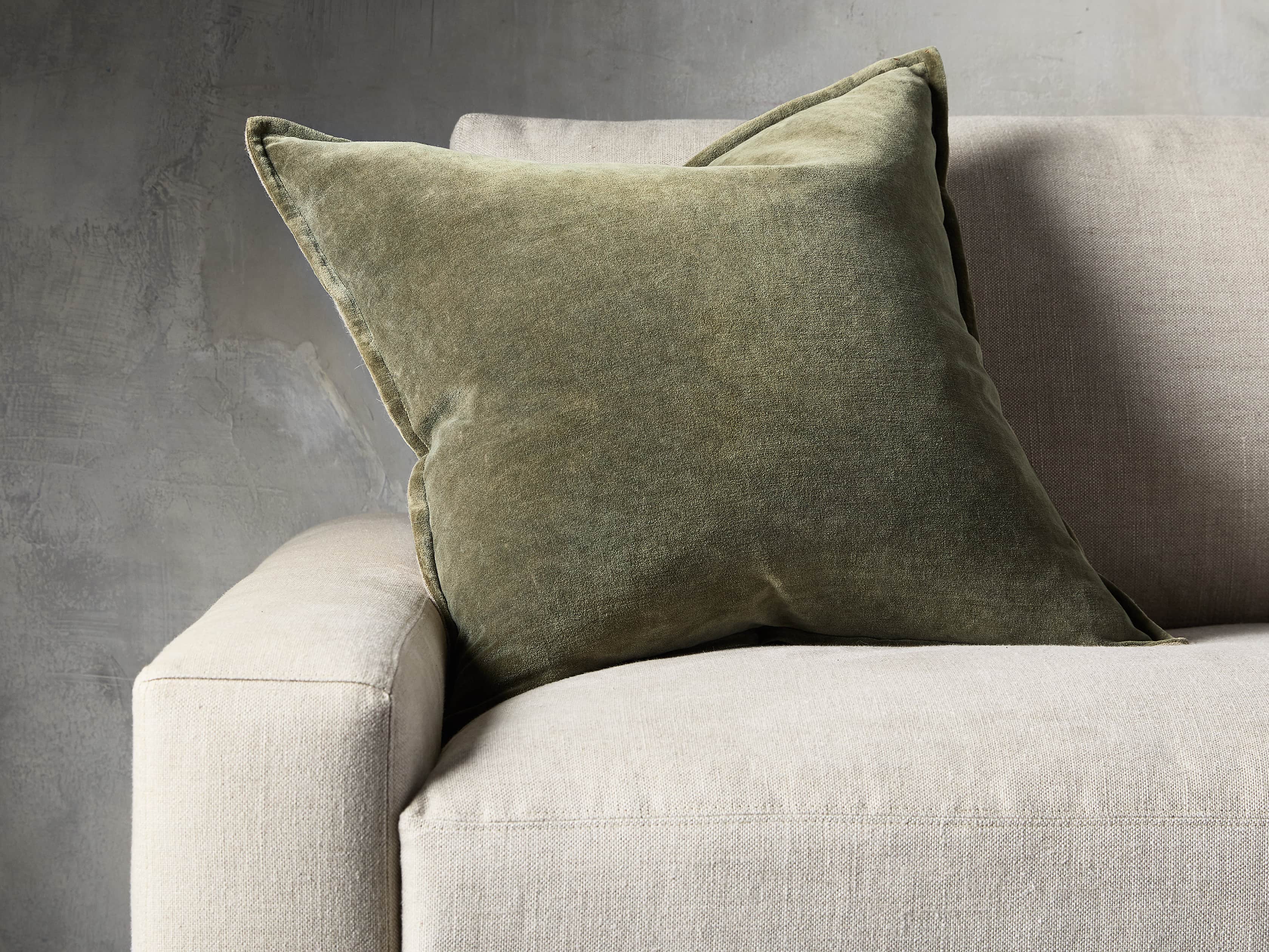 Stone Washed Velvet Basil Square Pillow, slide 1 of 5
