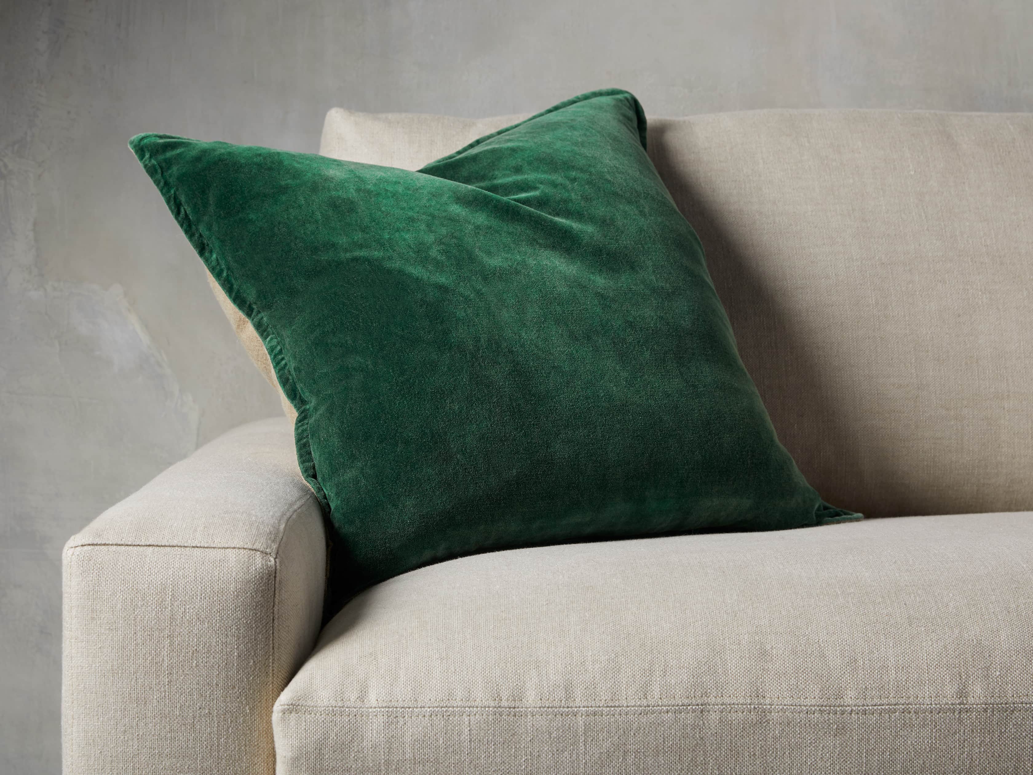 Stone Washed Velvet Pillow in Green