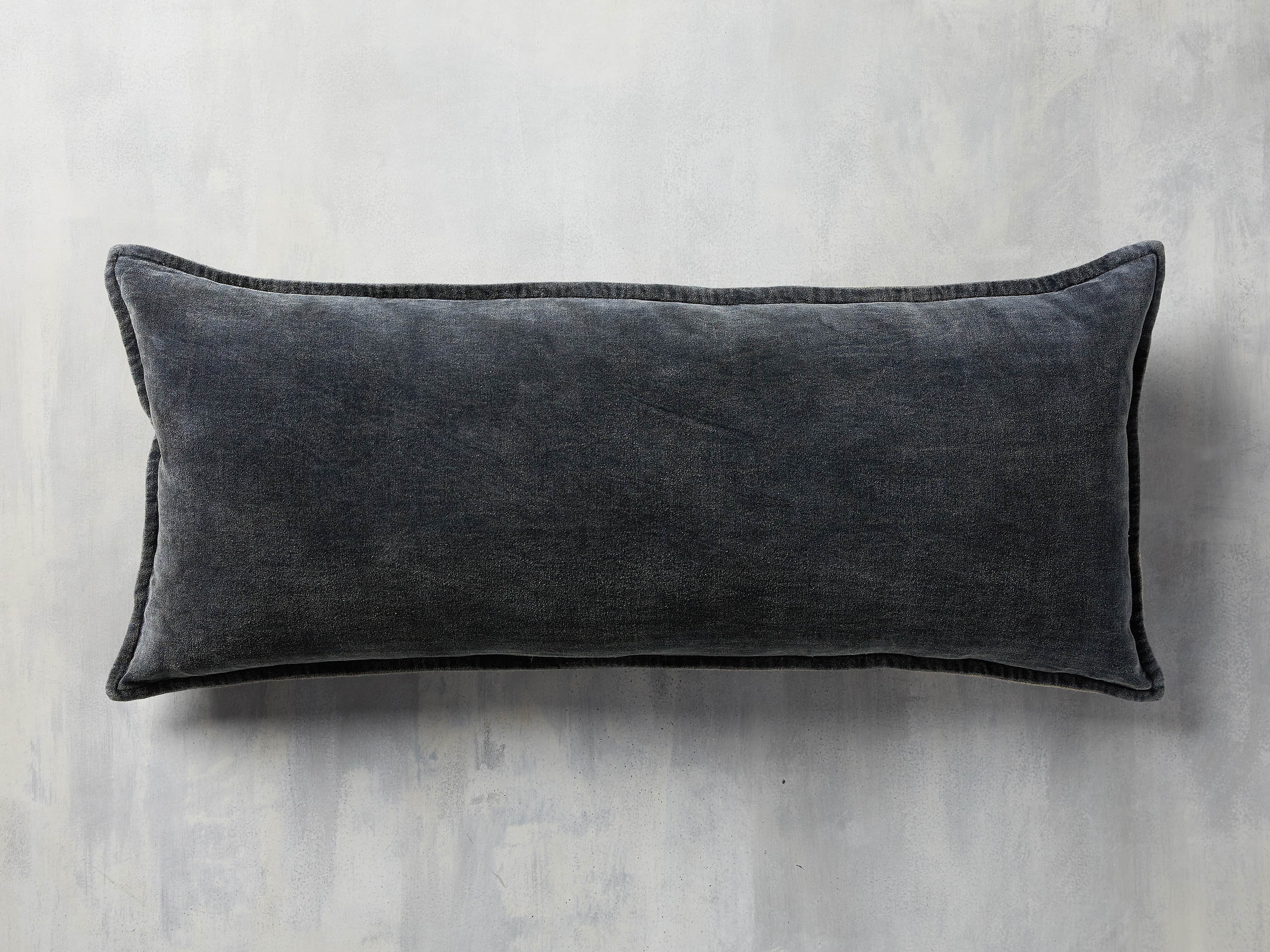 Stone Washed Velvet Oversized Lumbar Pillow in Indigo