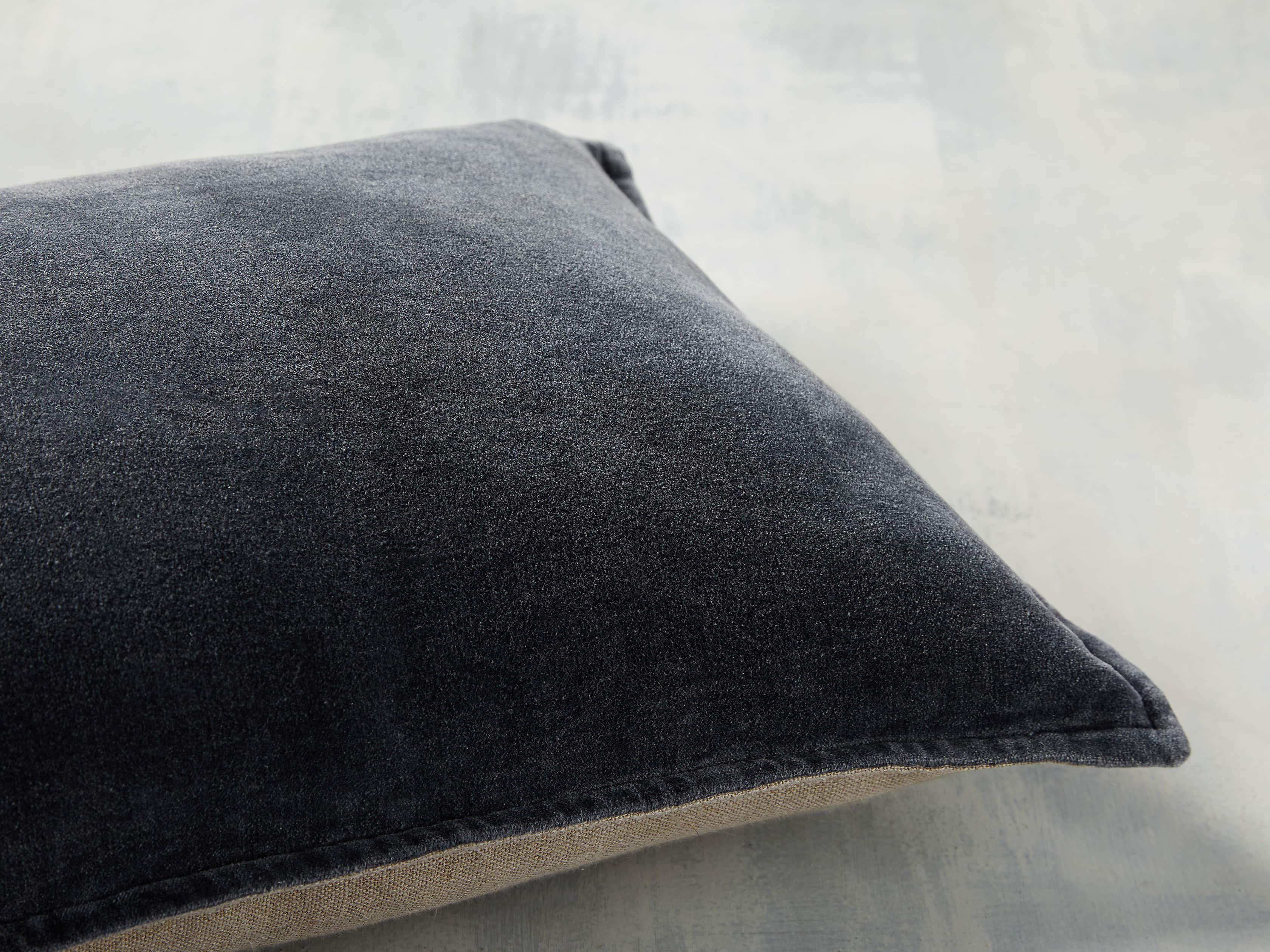 Stone Washed Velvet Oversized Lumbar Pillow in Indigo