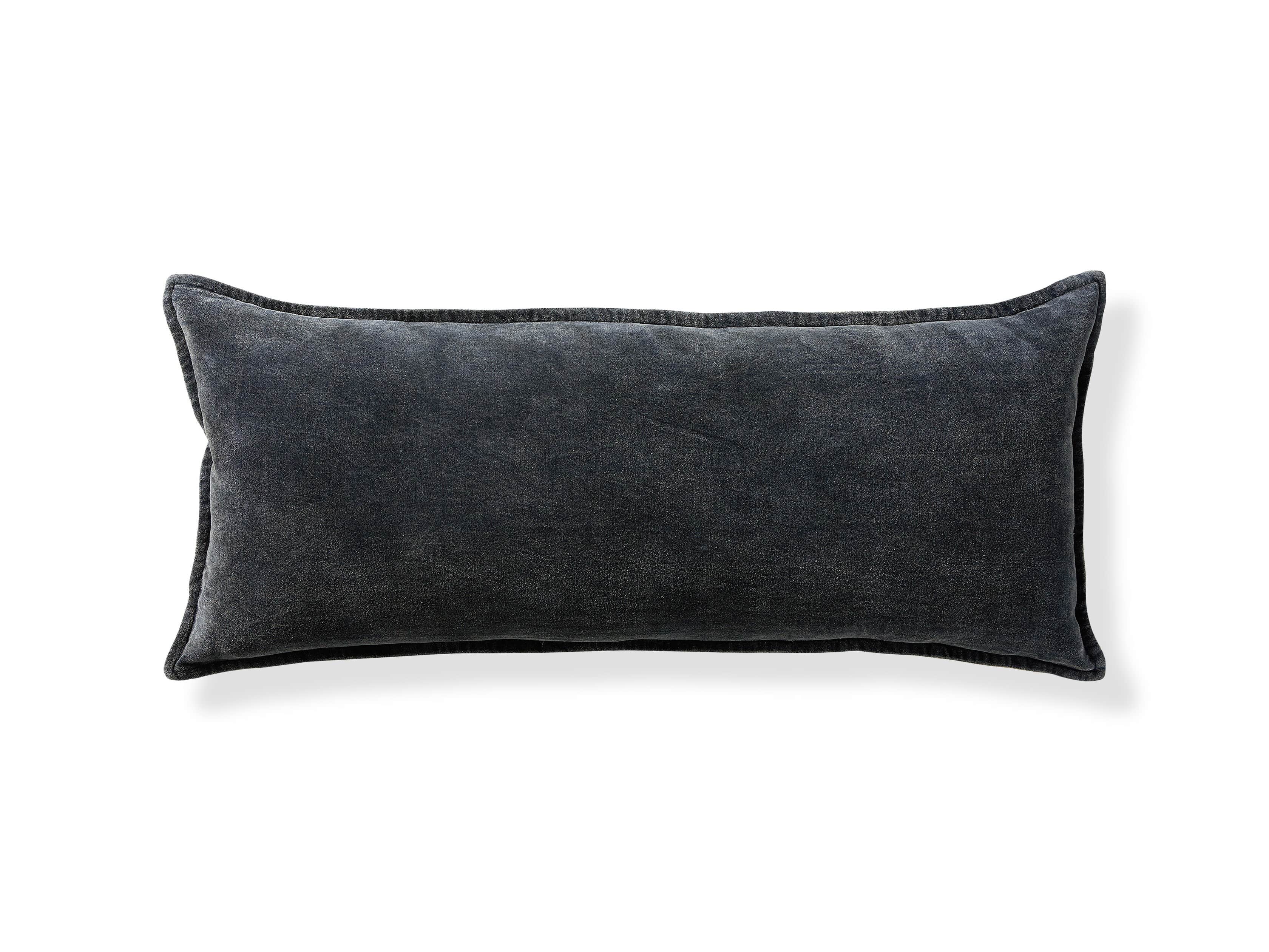 Stone Washed Velvet Oversized Lumbar Pillow in Indigo
