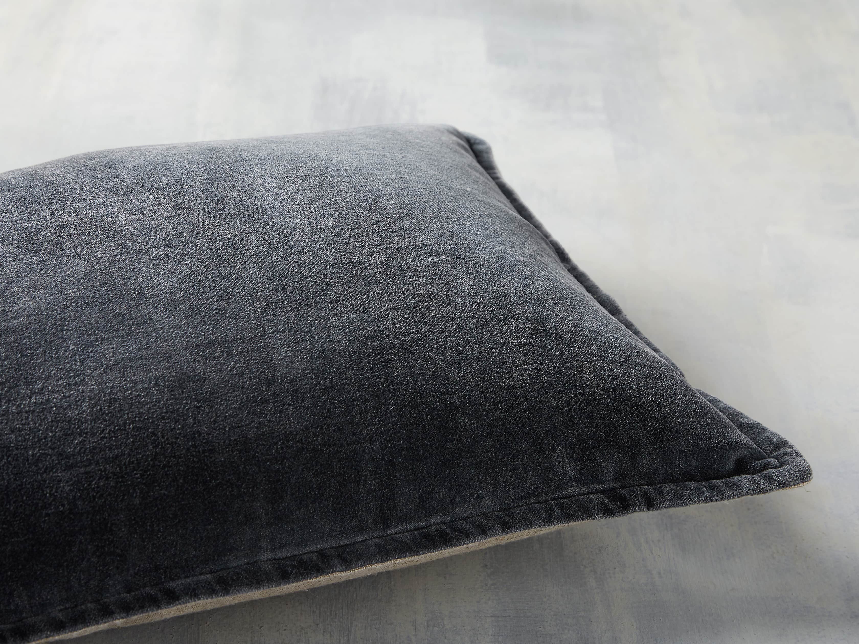 Stone Washed Velvet Lumbar Pillow in Indigo