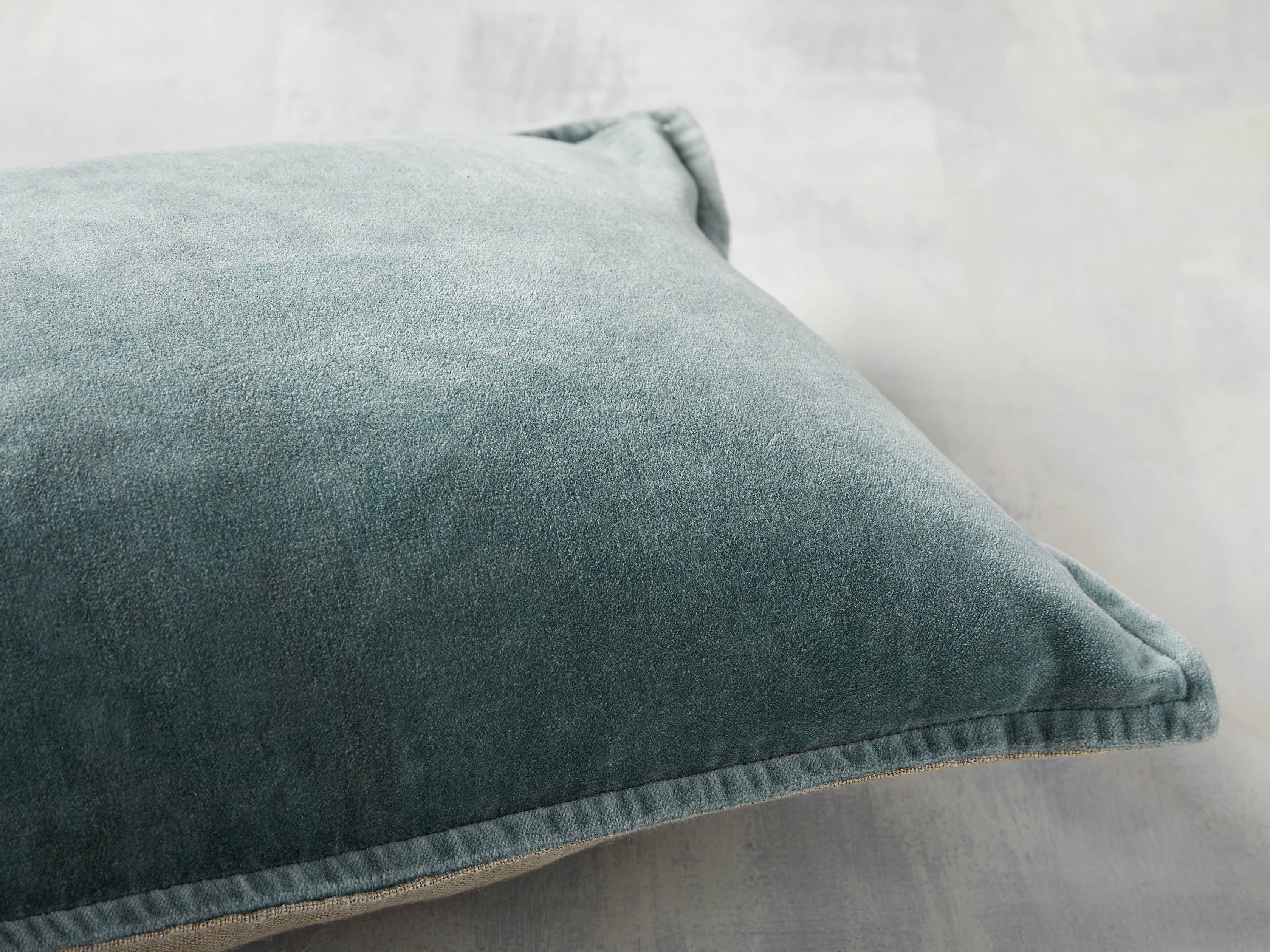 Stone Washed Velvet Oversized Lumbar Pillow in Jade