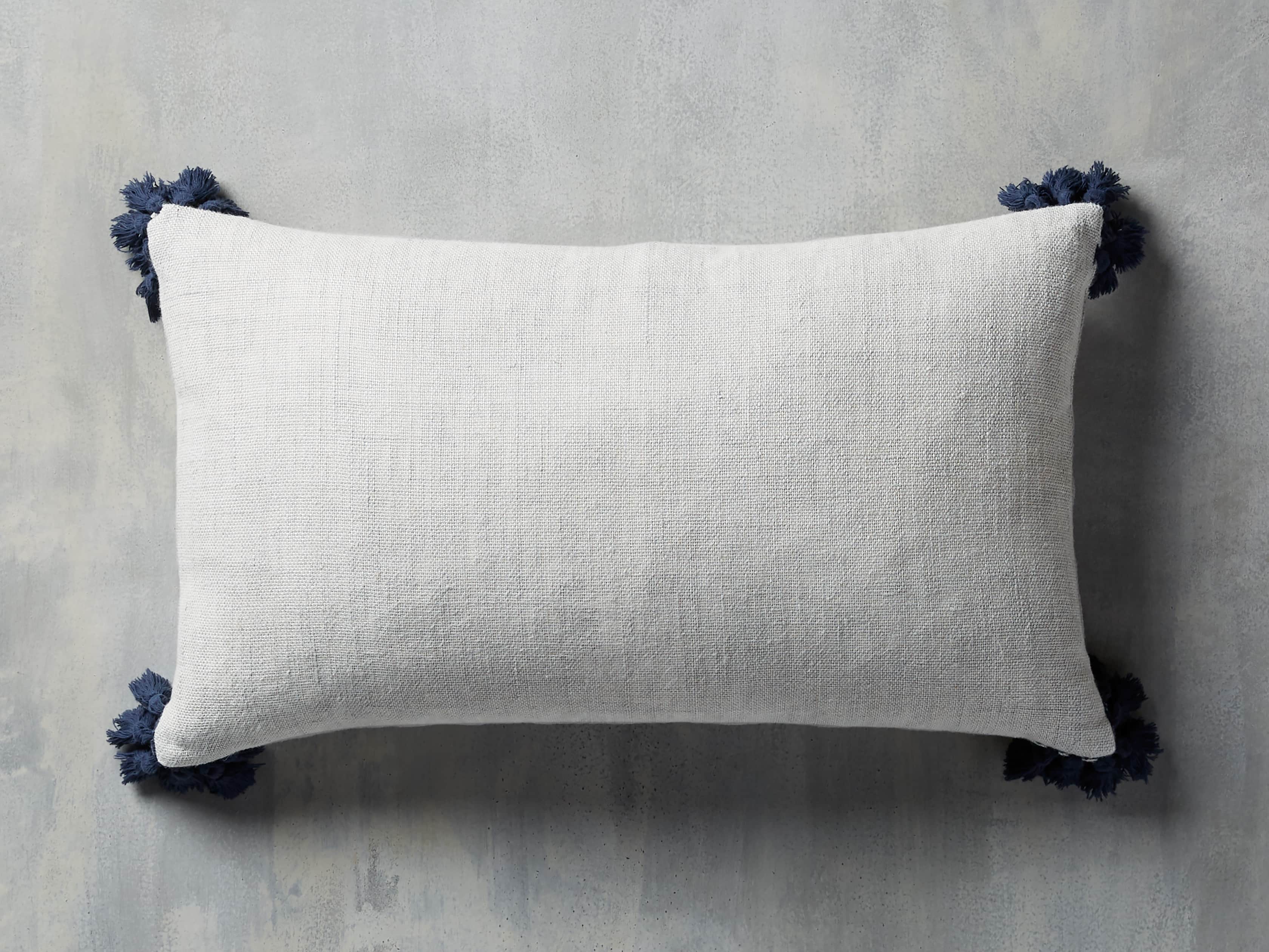 Stone Washed Linen Lumbar Pillow in Mist, slide 2 of 8