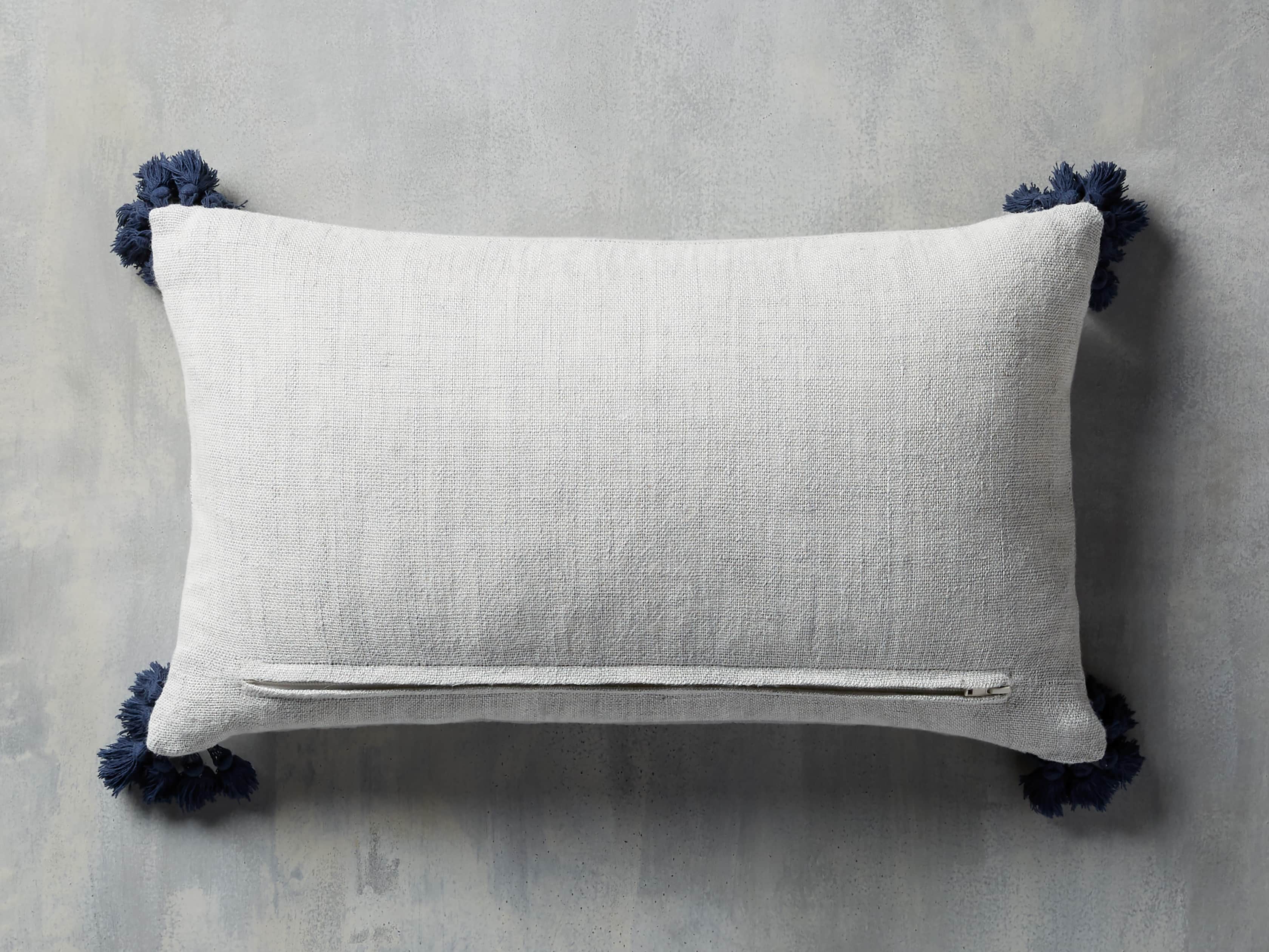 Stone Washed Linen Lumbar Pillow in Mist, slide 3 of 8