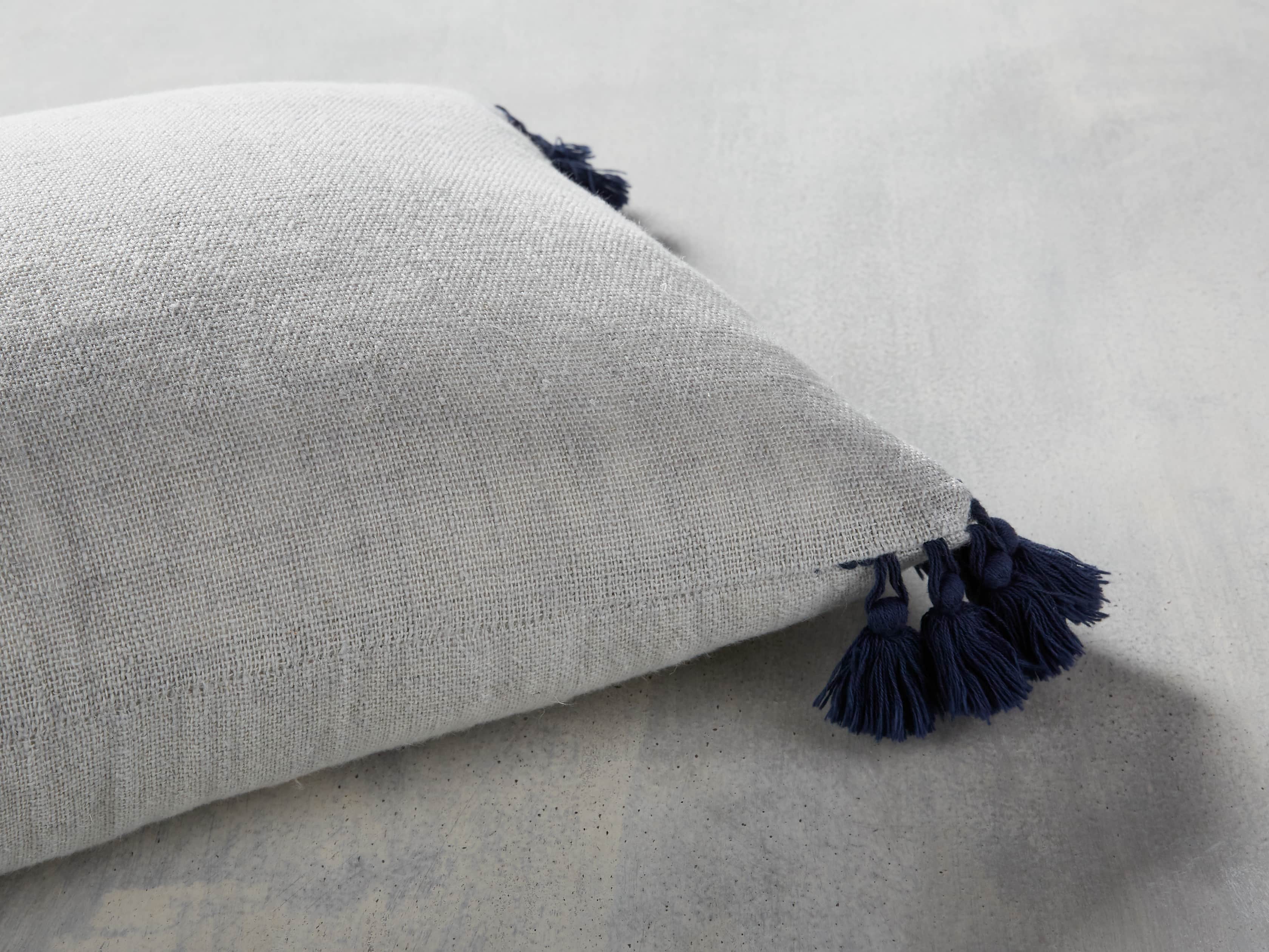 Stone Washed Linen Lumbar Pillow in Mist, slide 4 of 8