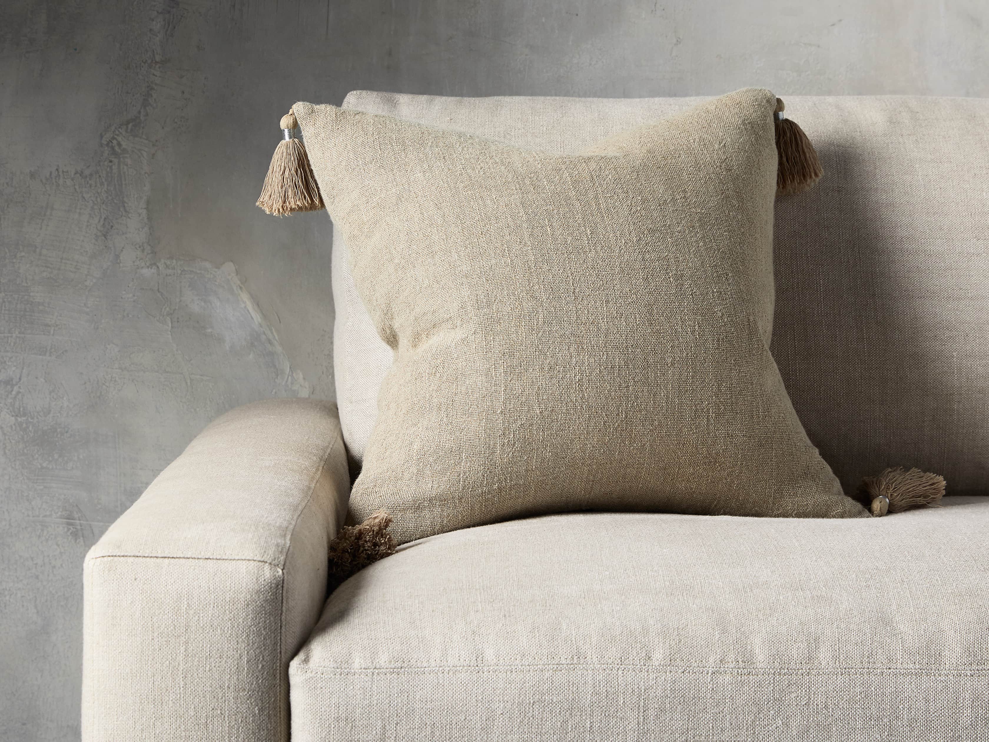 Stone Washed Linen Pillow in Natural, slide 1 of 3
