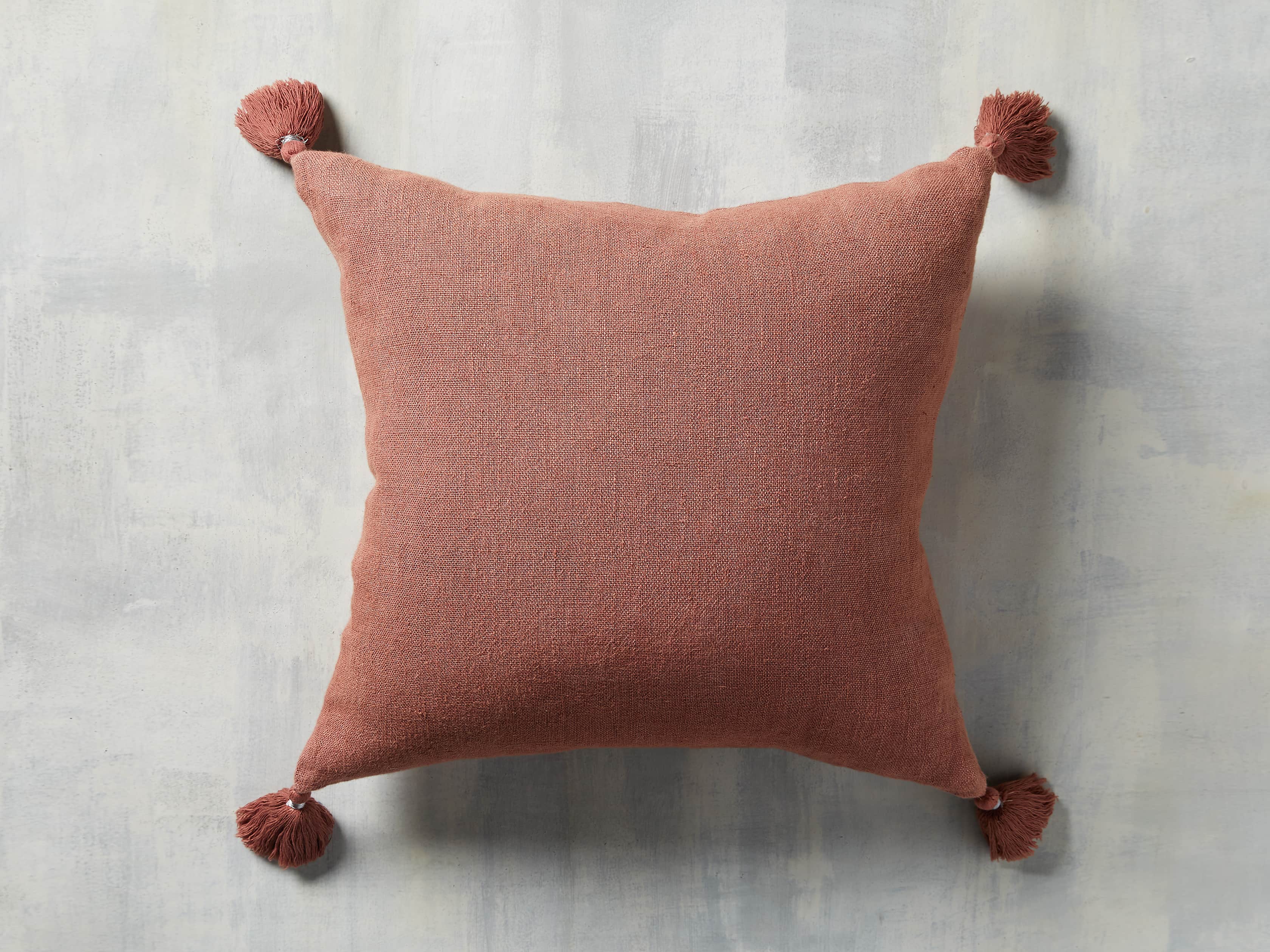 STONE WASHED LINEN SQUARE PILLOW COVER IN ROSE, slide 1 of 3