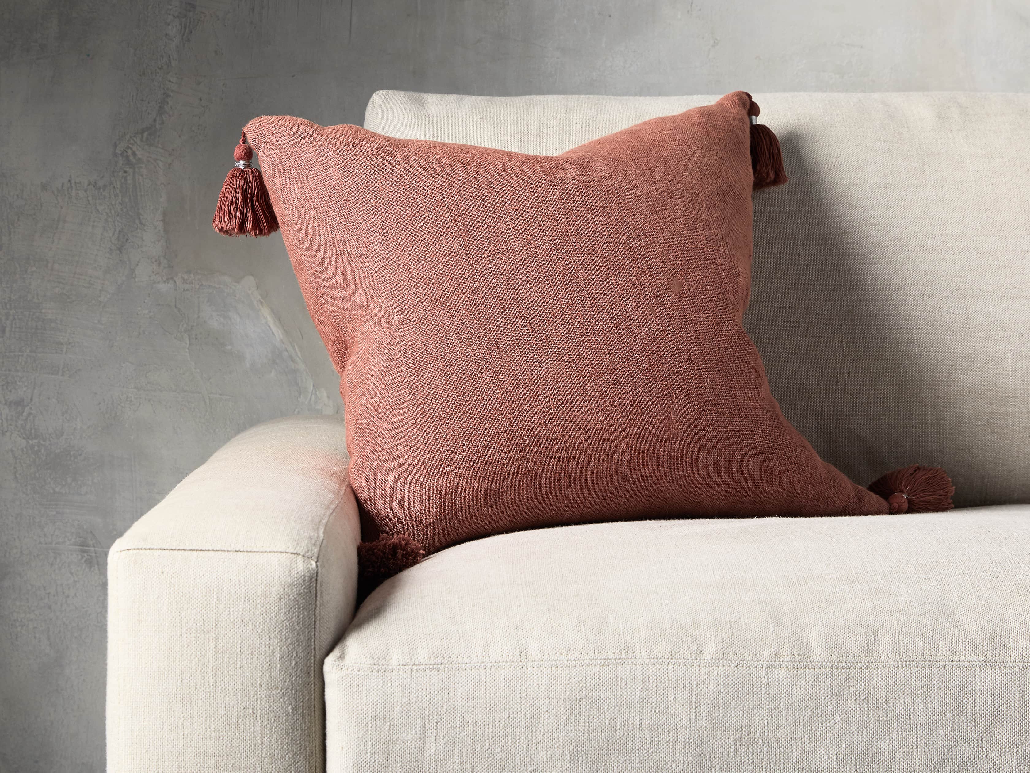 Stone Washed Linen Pillow in Rose, slide 1 of 5