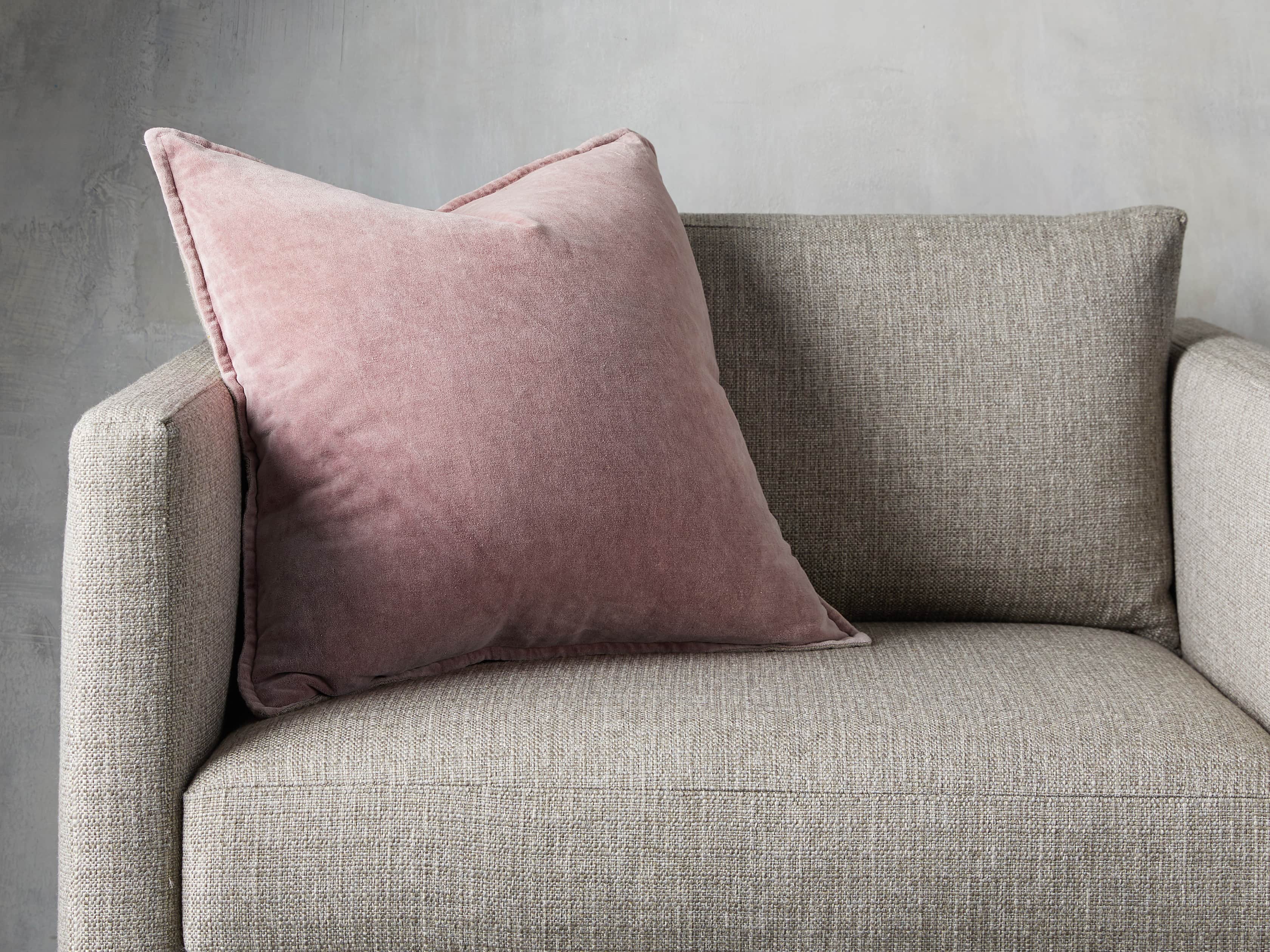 Stone Washed Velvet Square Pillow in Petal