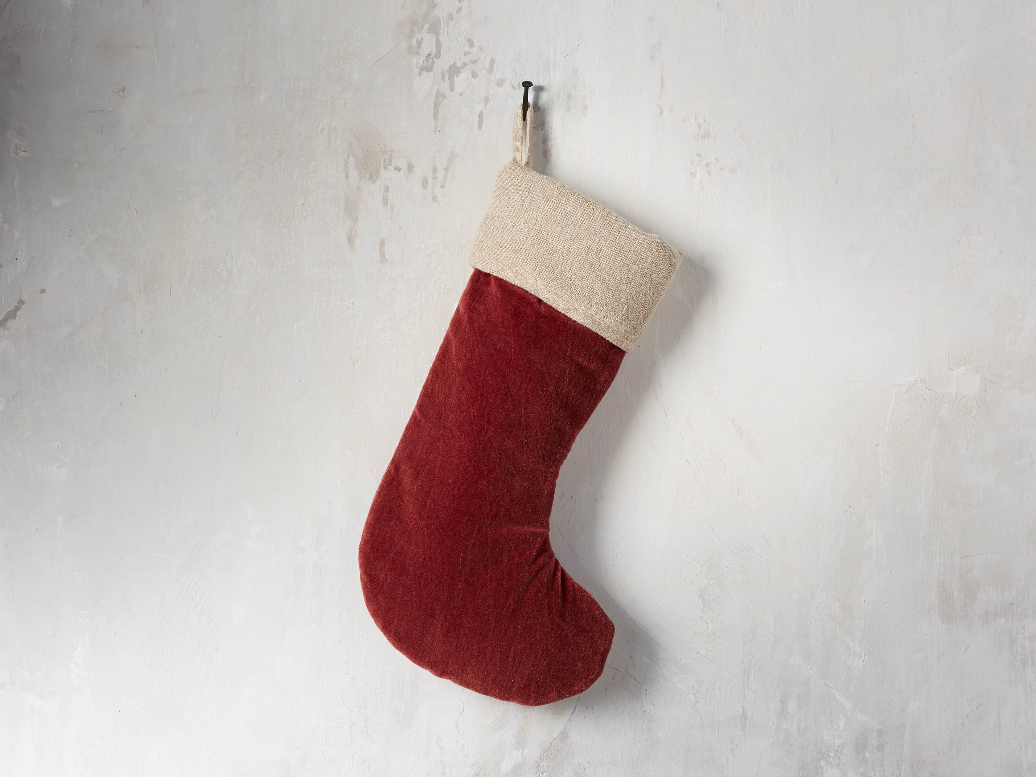 Stone washed Velvet Stocking in Red