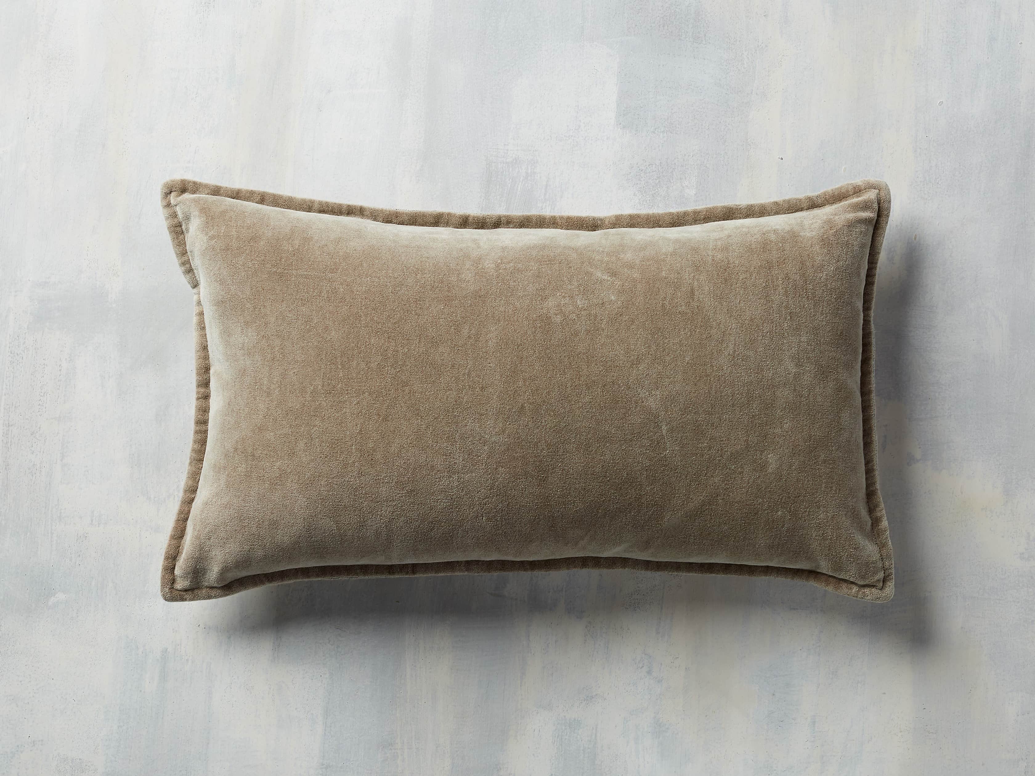 Stone Washed Velvet Lumbar Pillow in Taupe