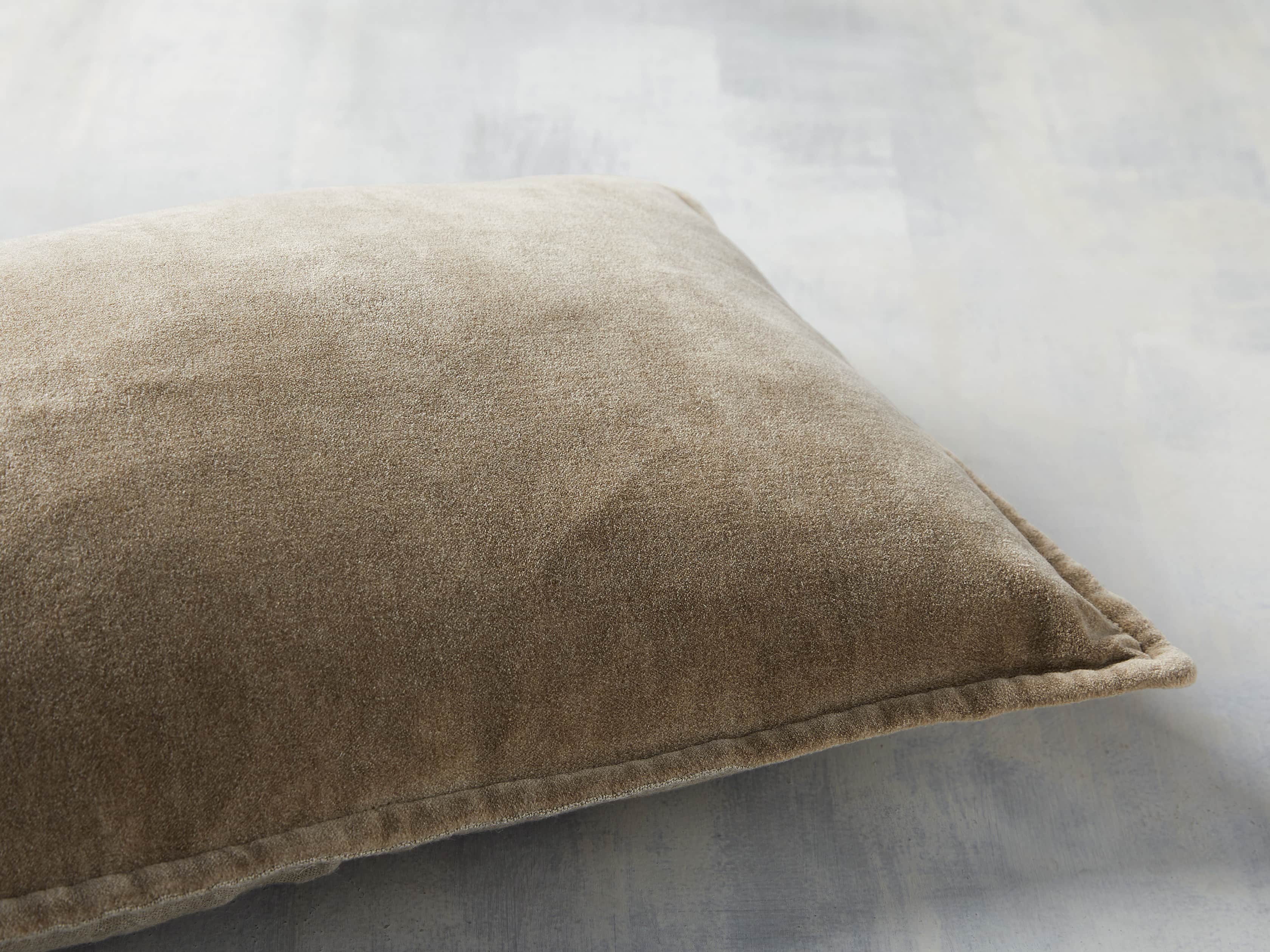 Stone Washed Velvet Lumbar Pillow in Taupe