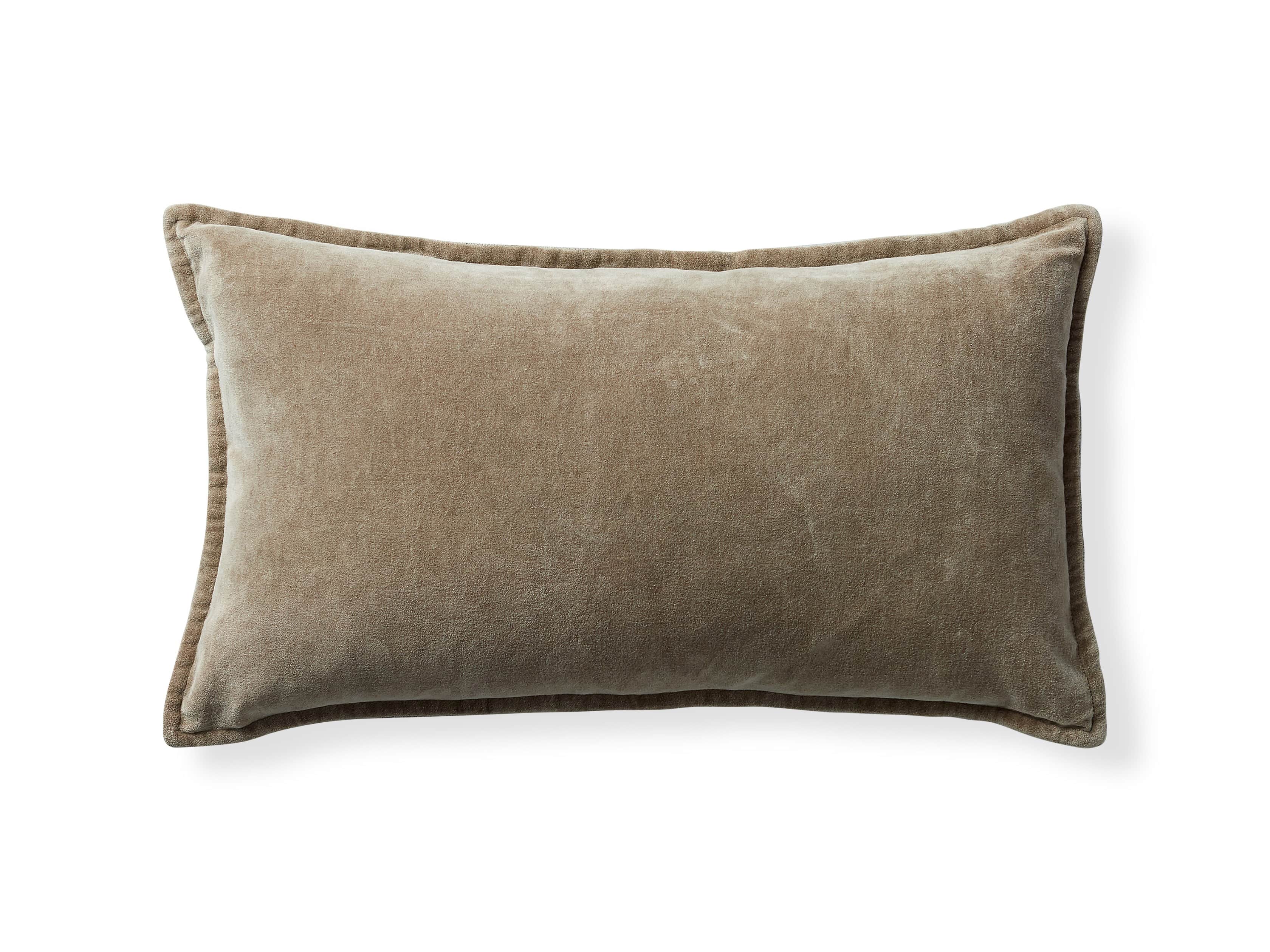 Stone Washed Velvet Lumbar Pillow in Taupe