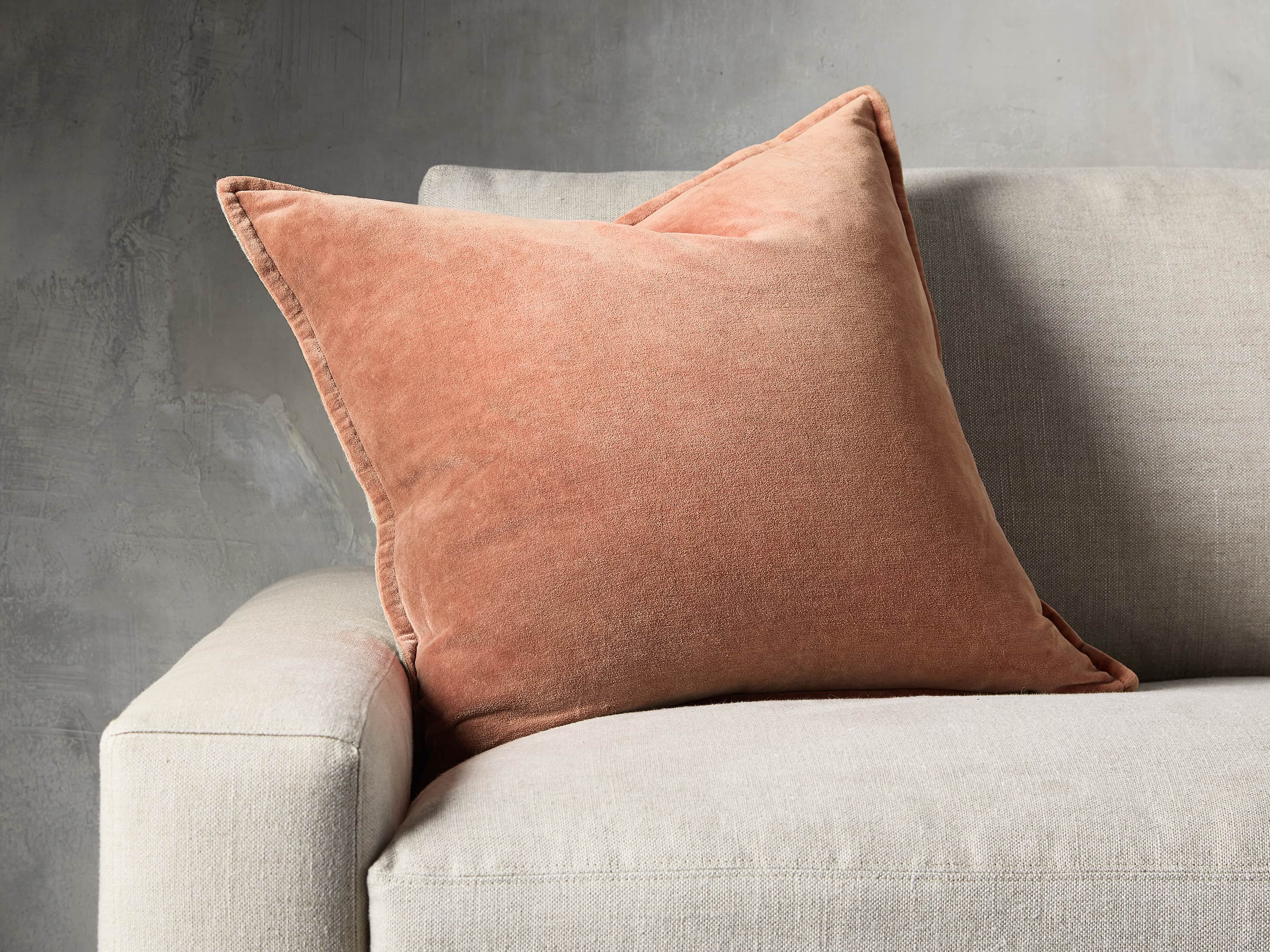 Stone Washed Velvet Terracotta Square Pillow, slide 1 of 6