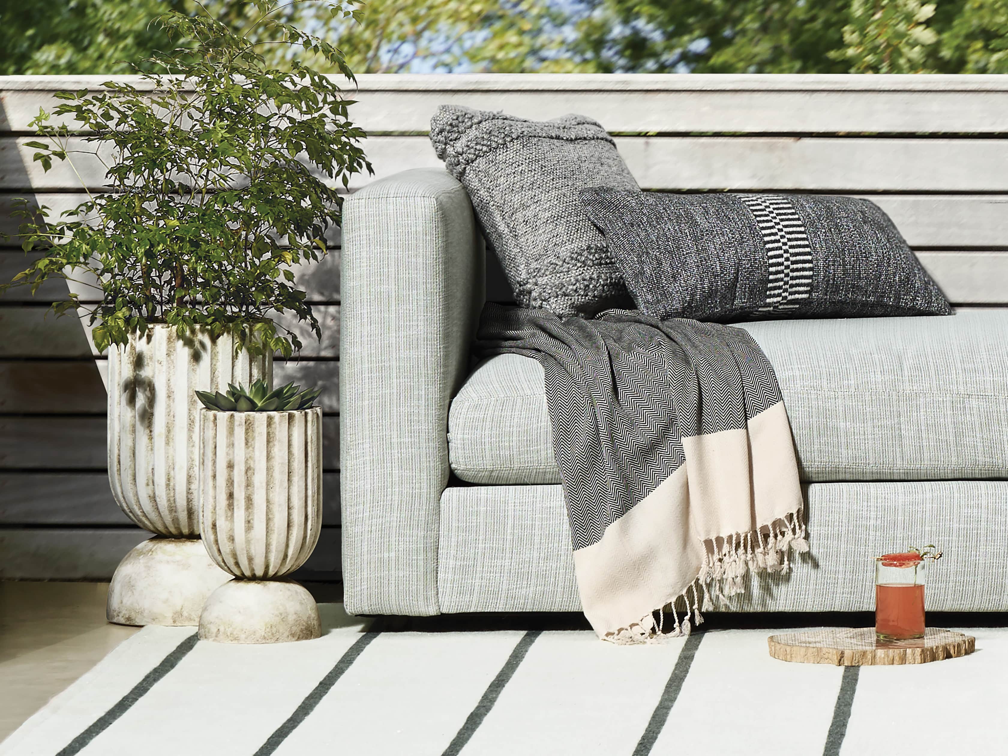 Tannager Stripe Outdoor Pillow in Grey, slide 3 of 5