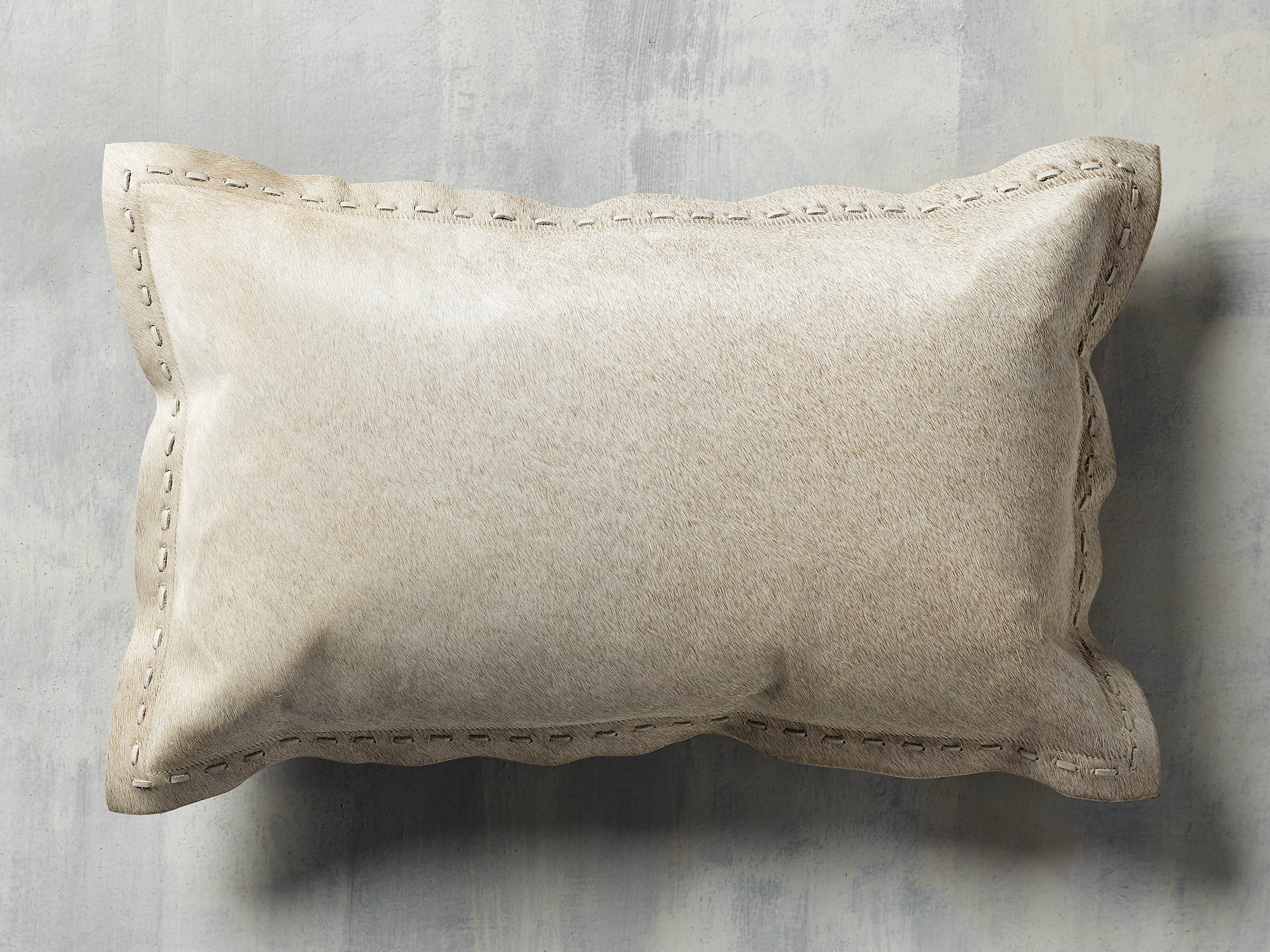 Hide Stitch Lumbar Pillow in Tan, slide 3 of 4