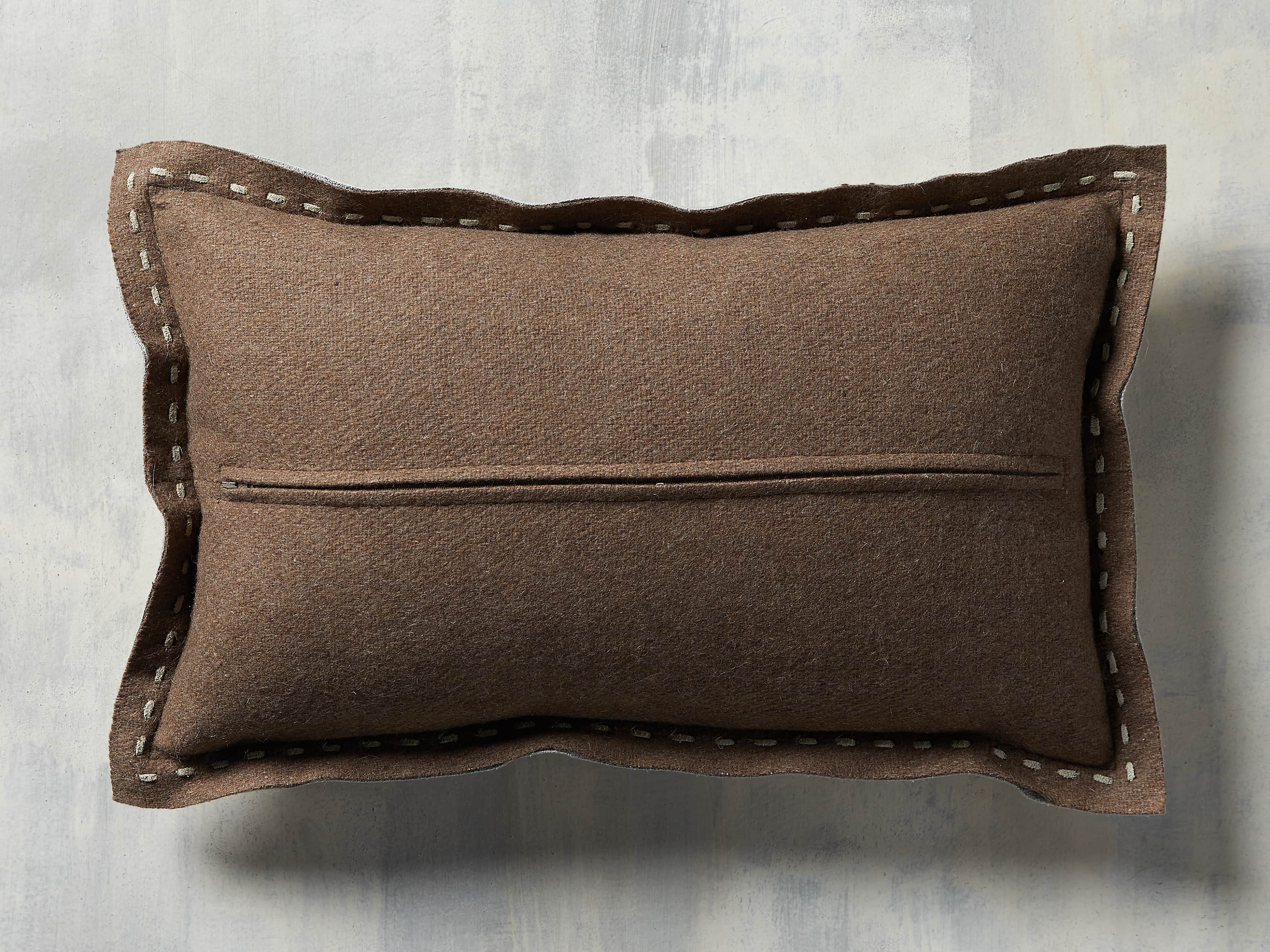 Hide Stitch Lumbar Pillow in Tan, slide 4 of 4
