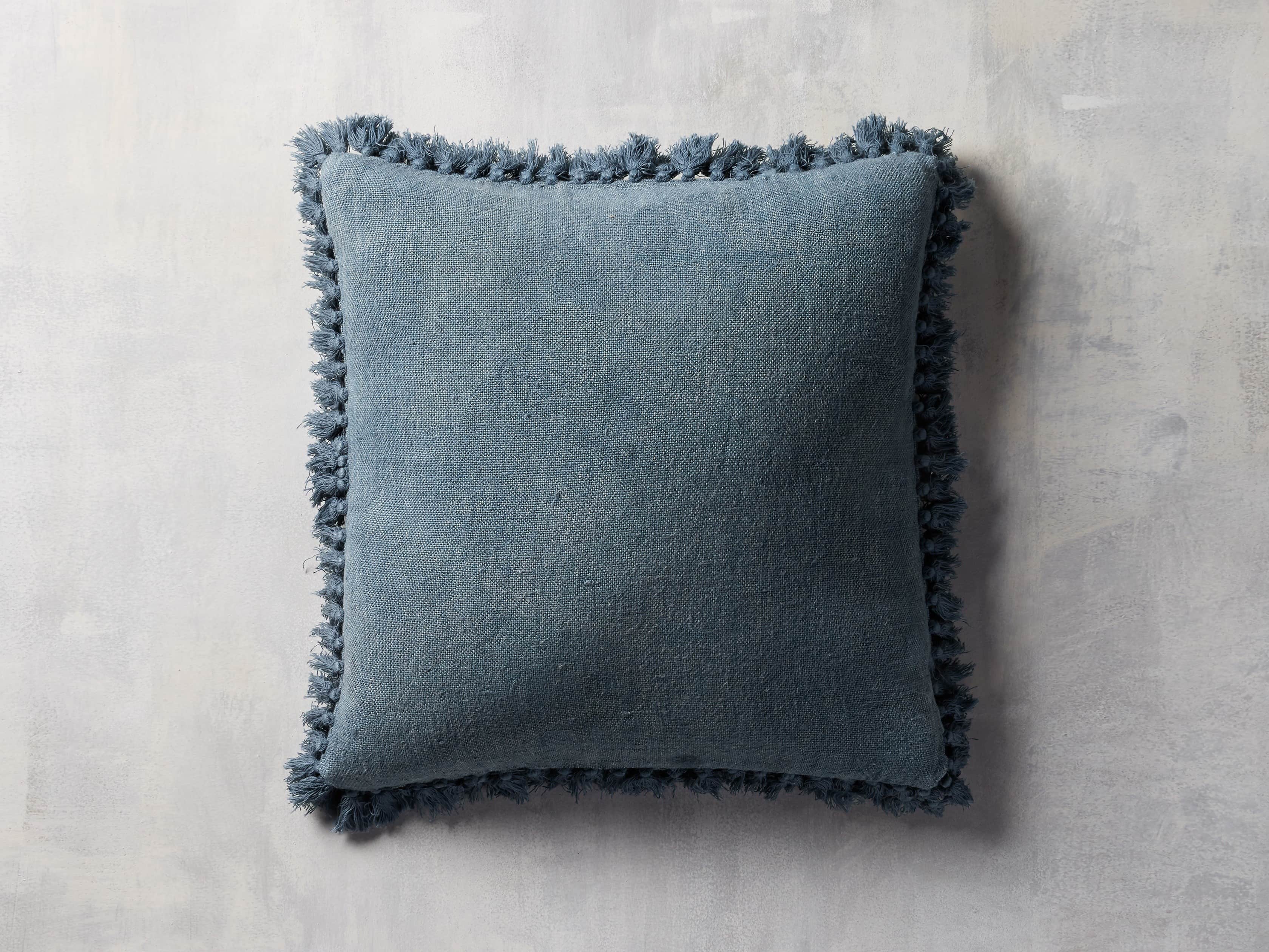 Tasseled Linen Pillow in Indigo
