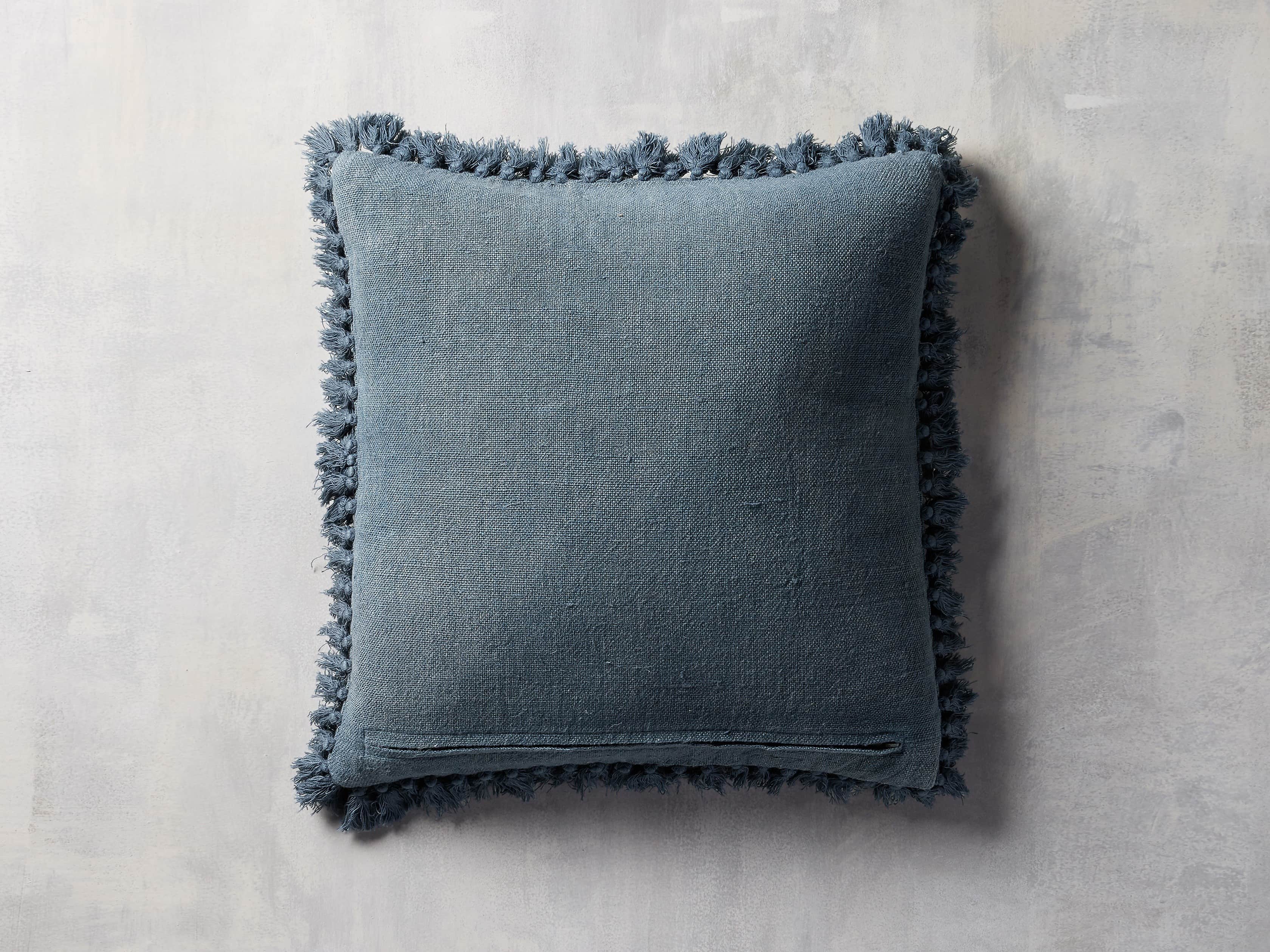 Tasseled Linen Pillow in Indigo