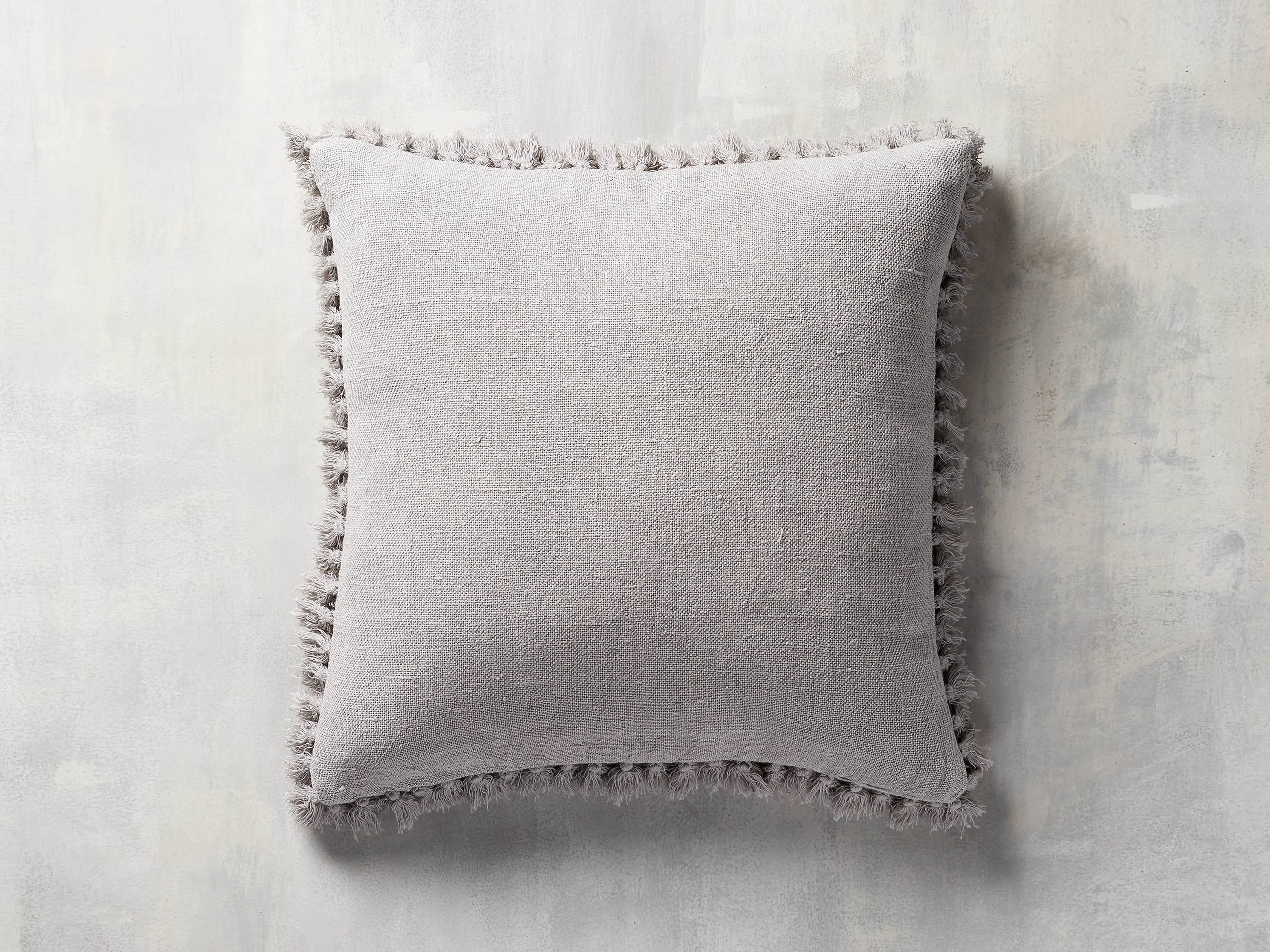Tasseled Linen Pillow in Grey