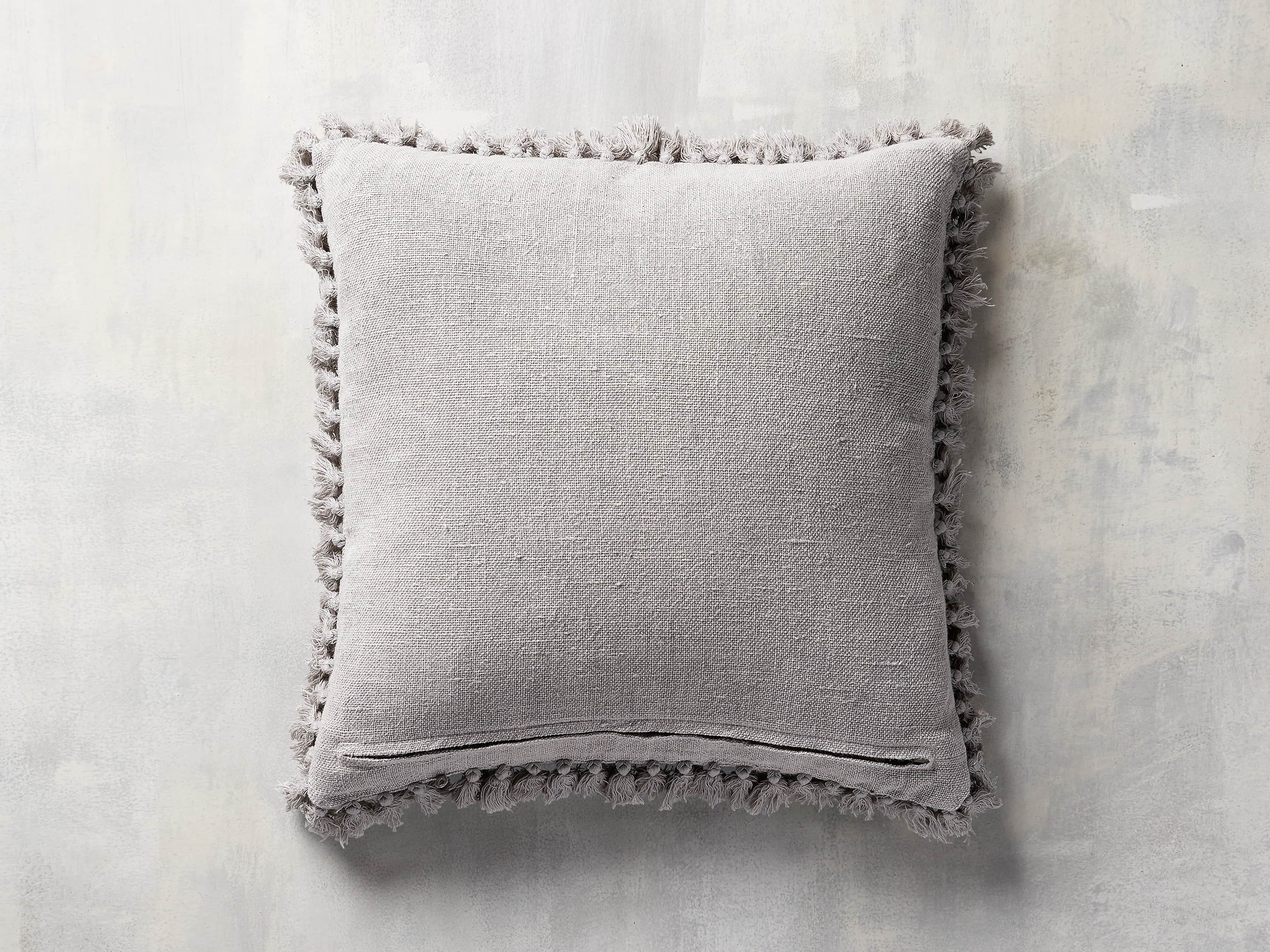 Tasseled Linen Pillow in Grey