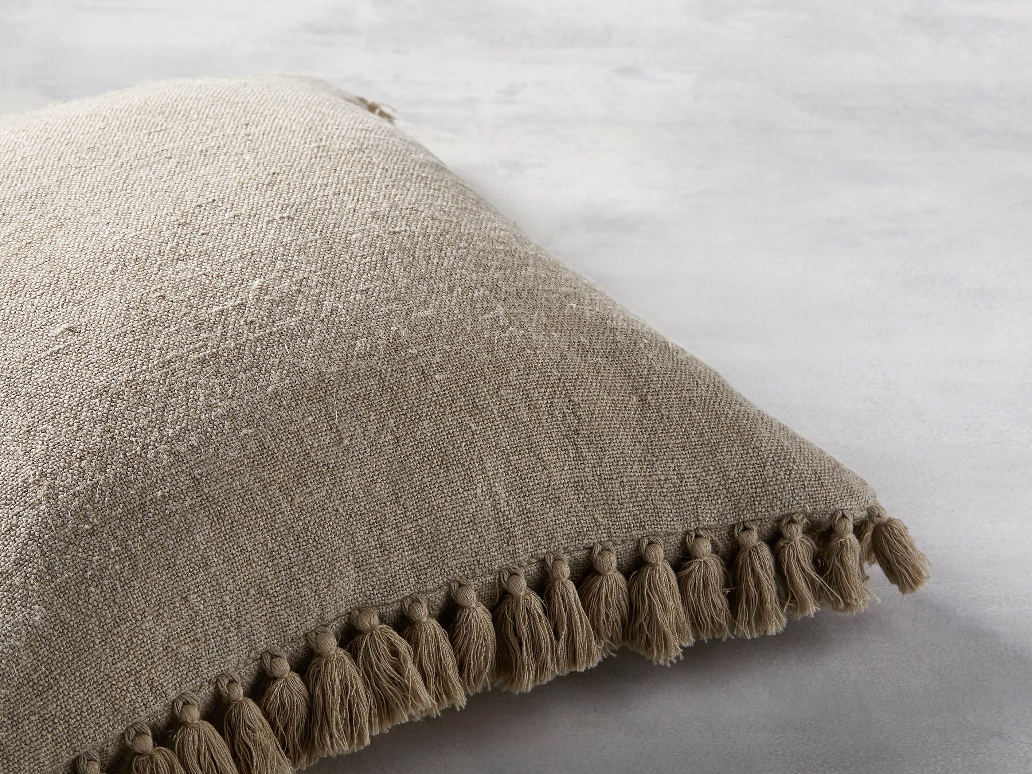 Tasseled Linen Pillow in Natural